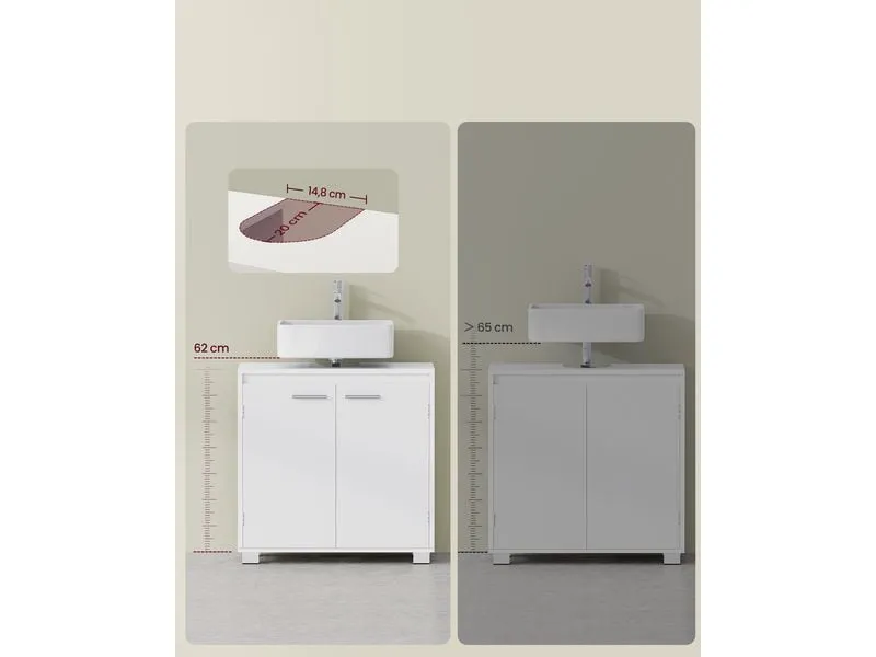 VASAGLE Waschbeckenschrank 60 x 60 cm, Weiss VASAGLE Waschbeckenschrank 60 x 60 cm, Weiss