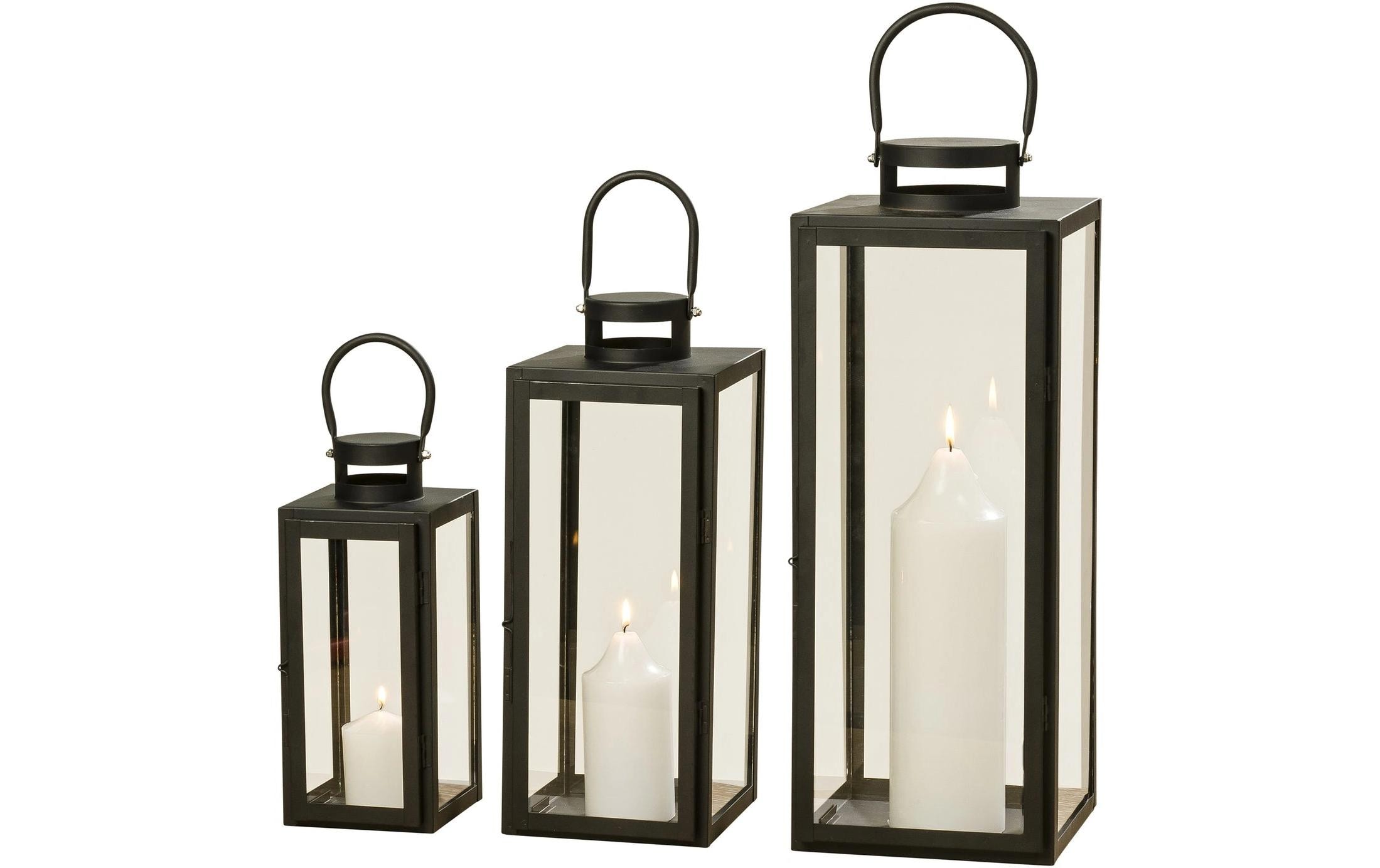 Boltze Laterne Arana 3-teilig, Braun/Transparent