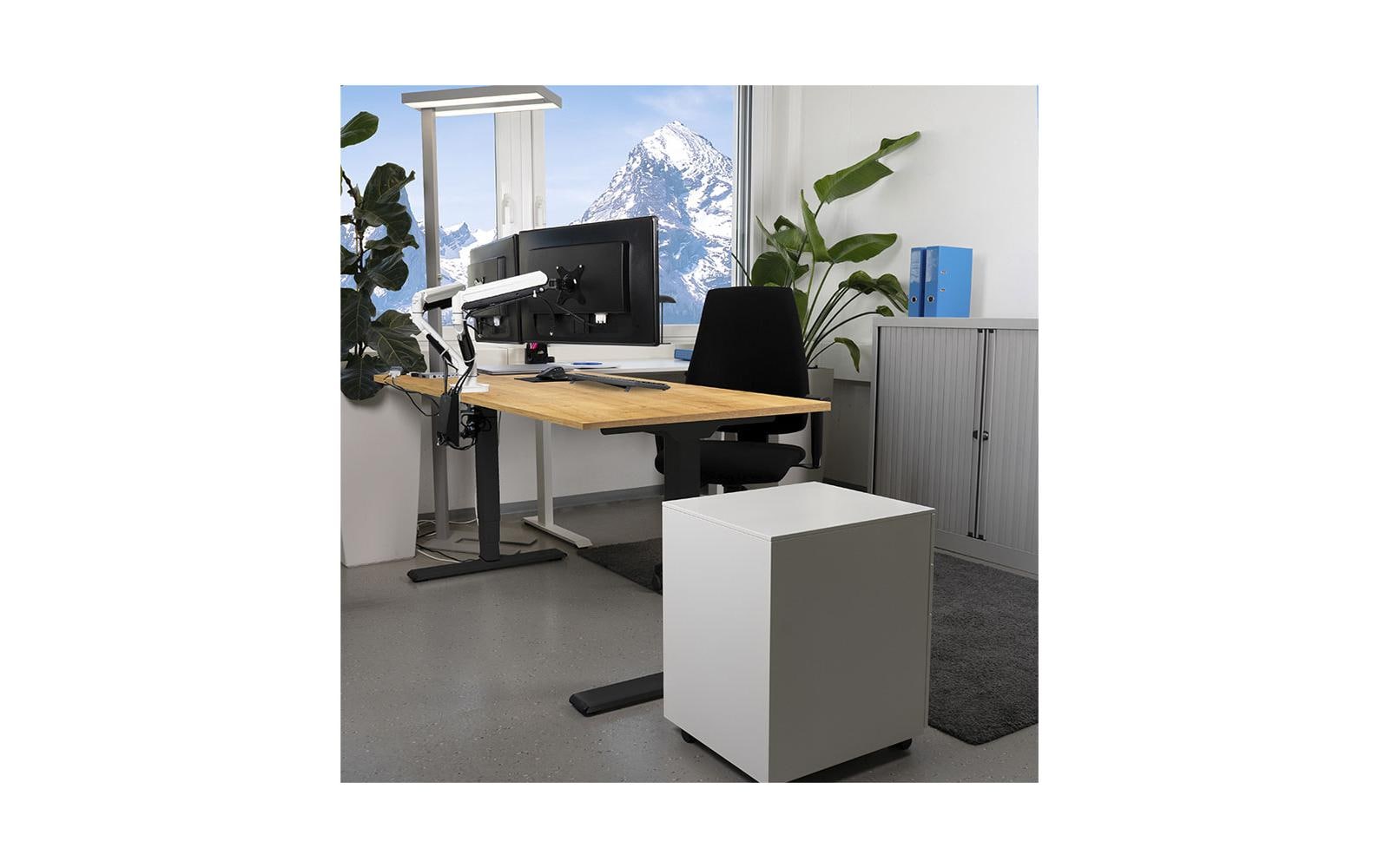 Contini höhenverstellbarer Bürotisch 2.0 x 0.9 m Eiche, Schwarz