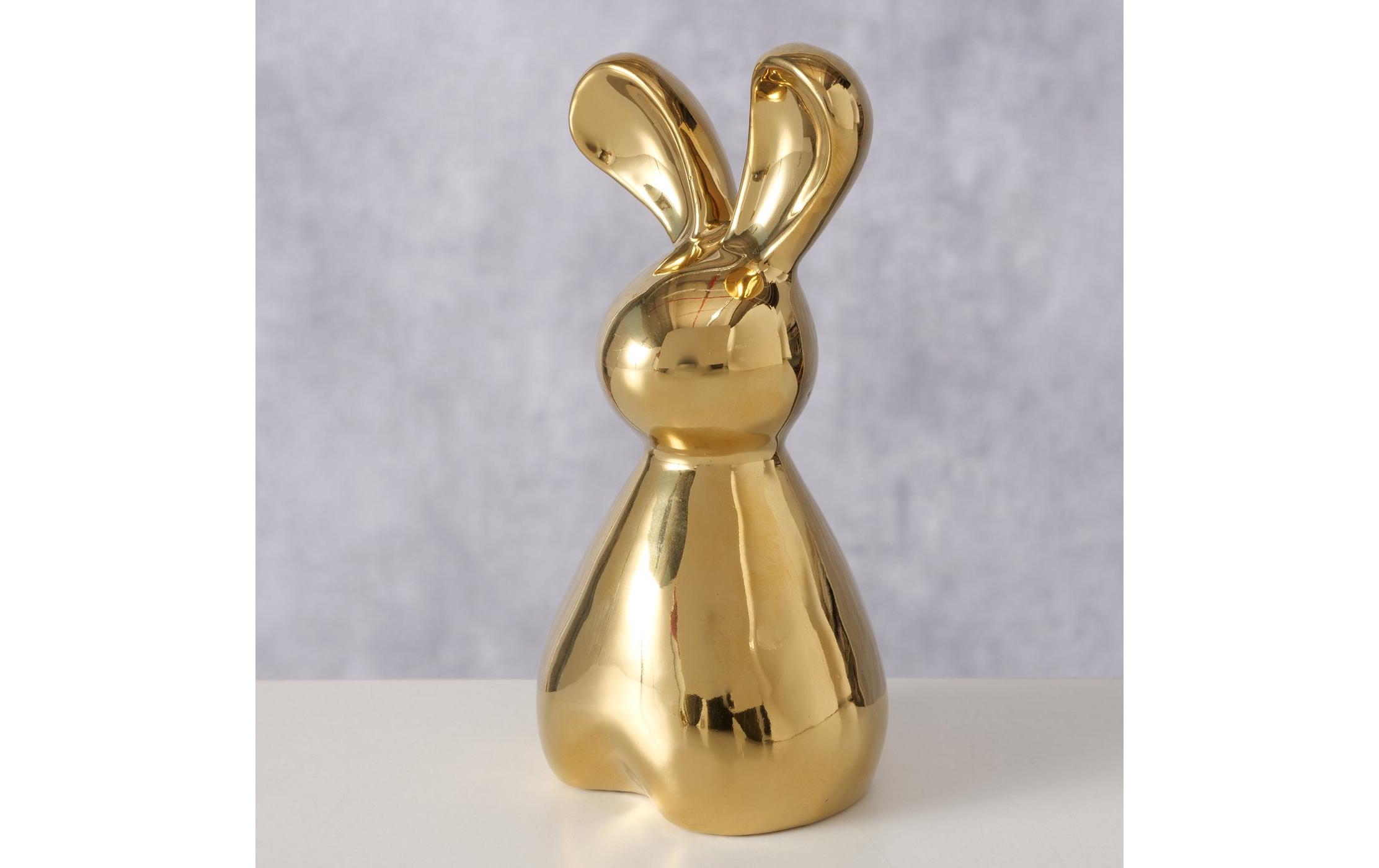 Boltze Aufsteller Hase Daggy 12 cm, Keramik, Gold