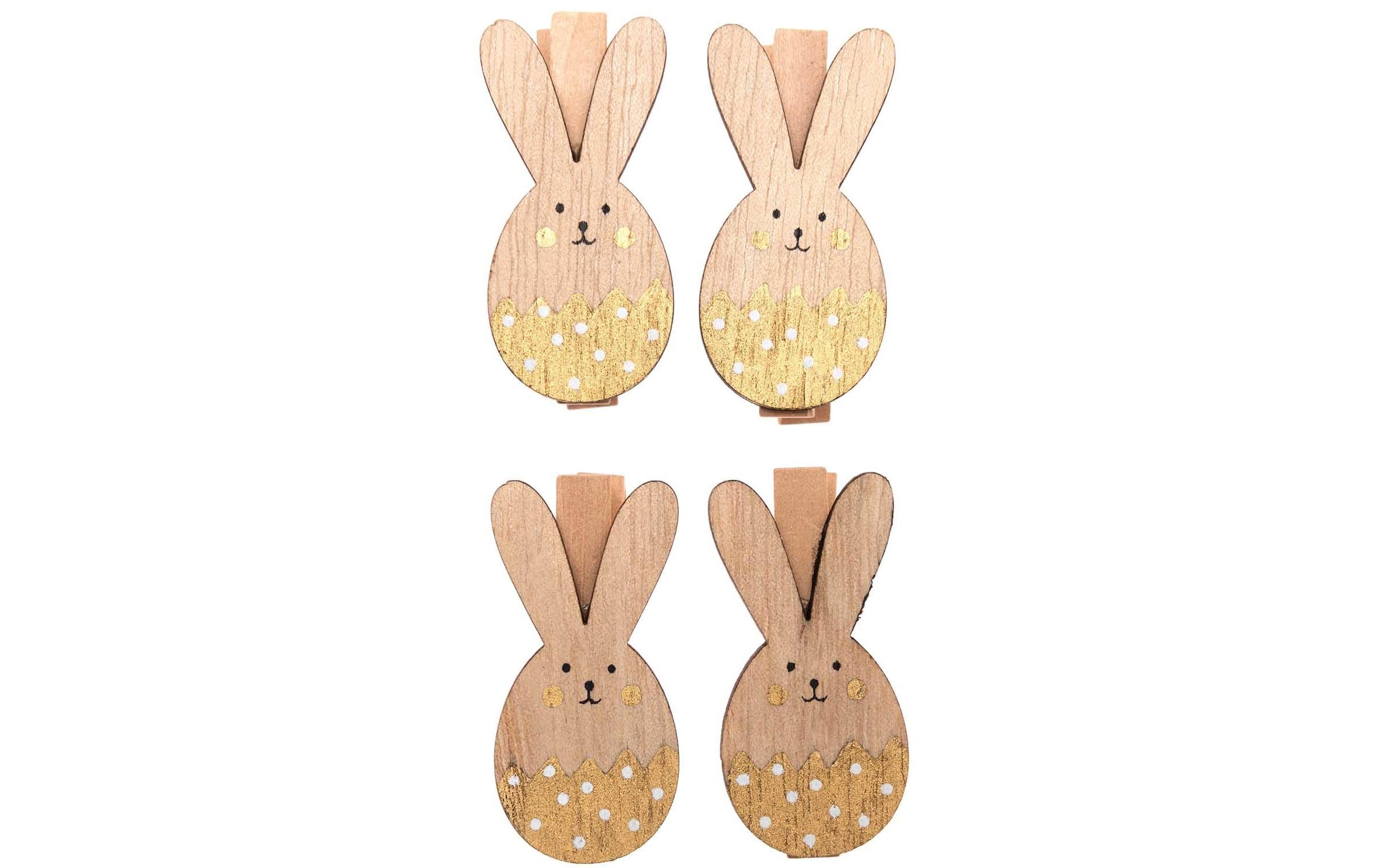 Rico Design Dekoklammer Osterhase 4 Stück, Gold