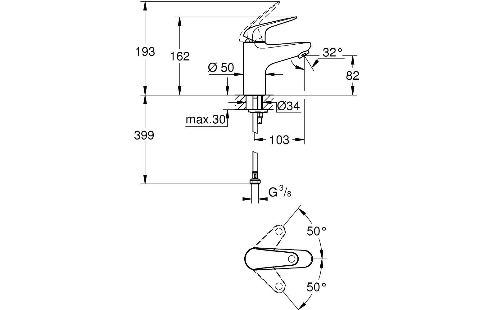 GROHE Einhand-Waschbatterie Swift 1/2, S