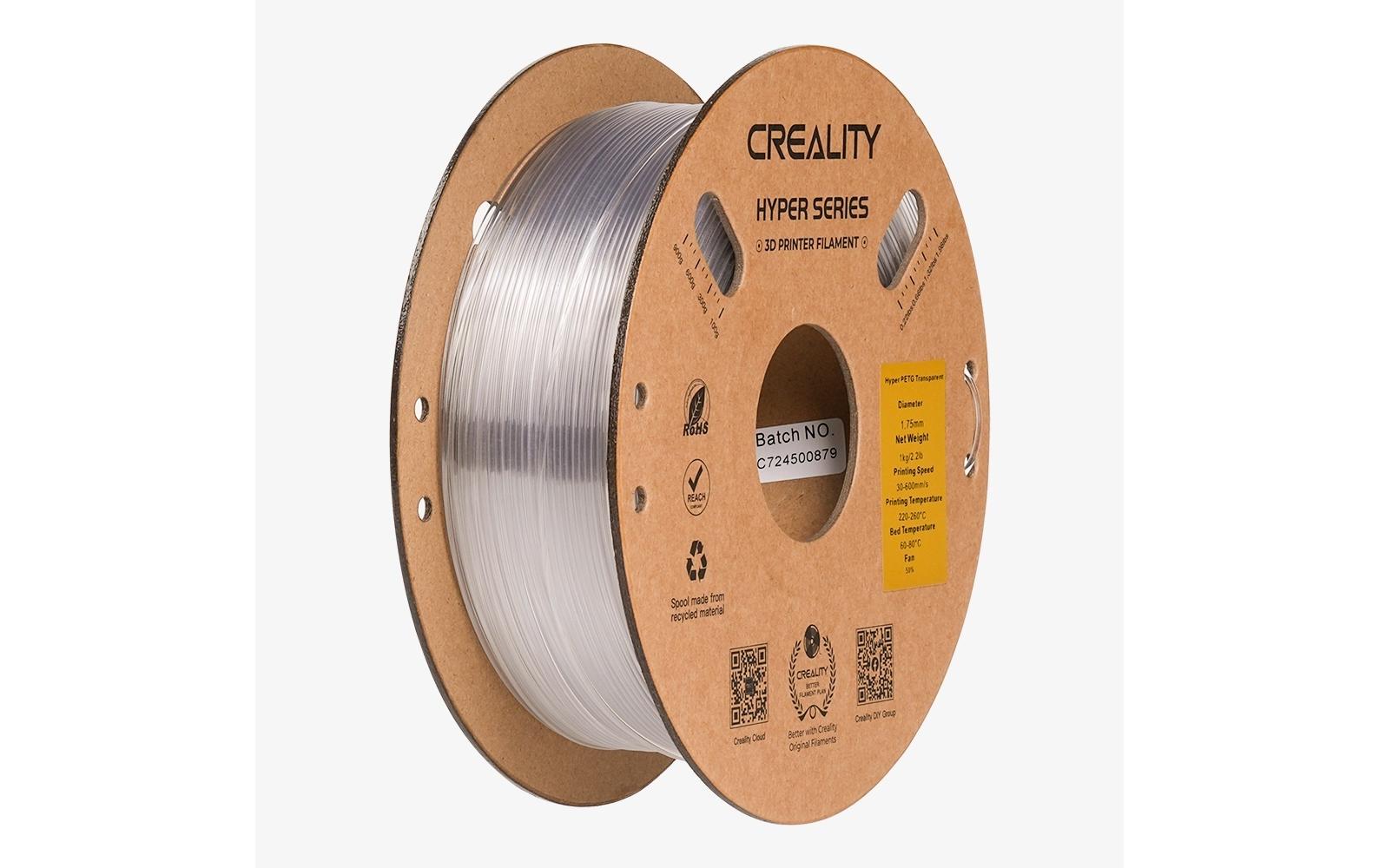 Creality Filament PETG Hyper Transparent, 1.75 mm, 1 kg Creality Filament PETG Hyper Transparent, 1.75 mm, 1 kg