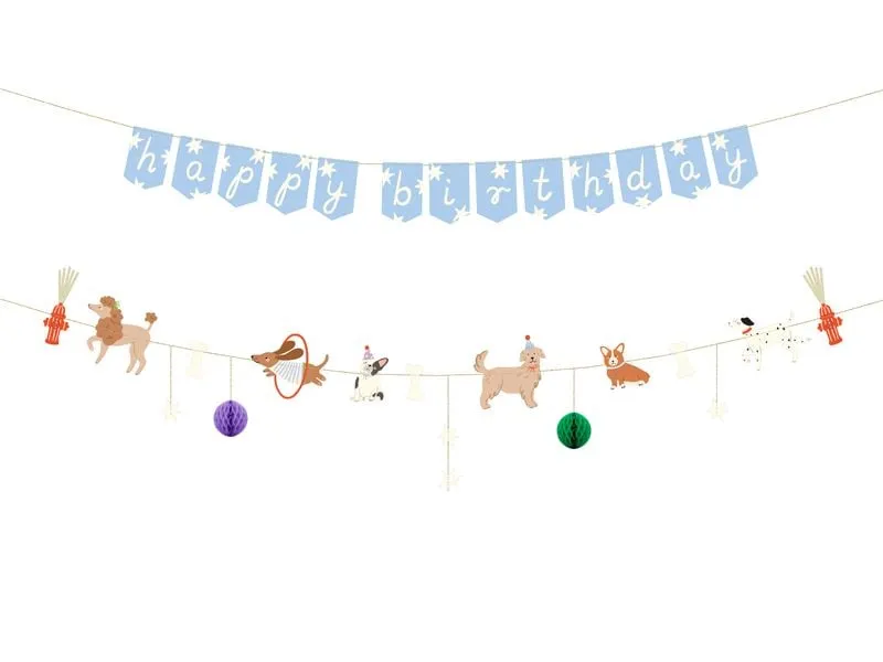 Partydeco Girlande Happy Birthday Hunde, farbig, 210 cm