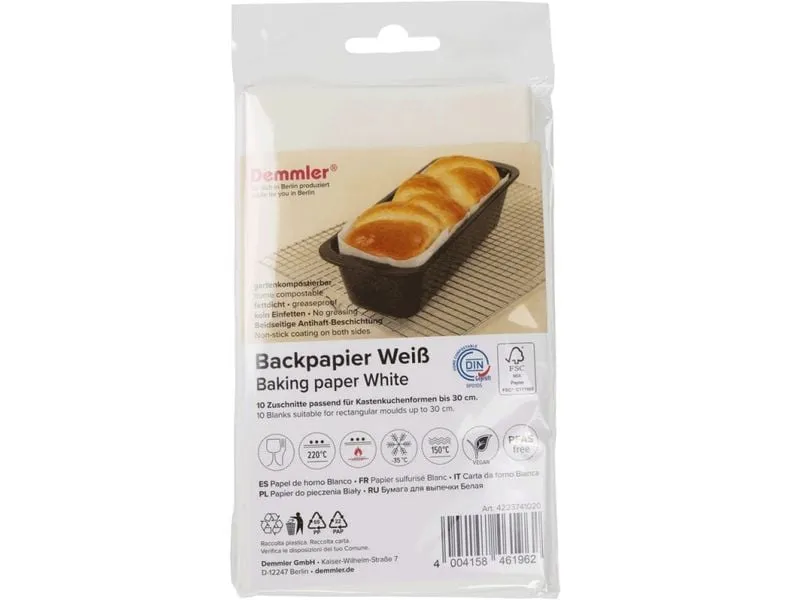 Demmler Backpapier Kastenkuchenuchenform 10 Stück Demmler Backpapier Kastenkuchenuchenform 10 Stück
