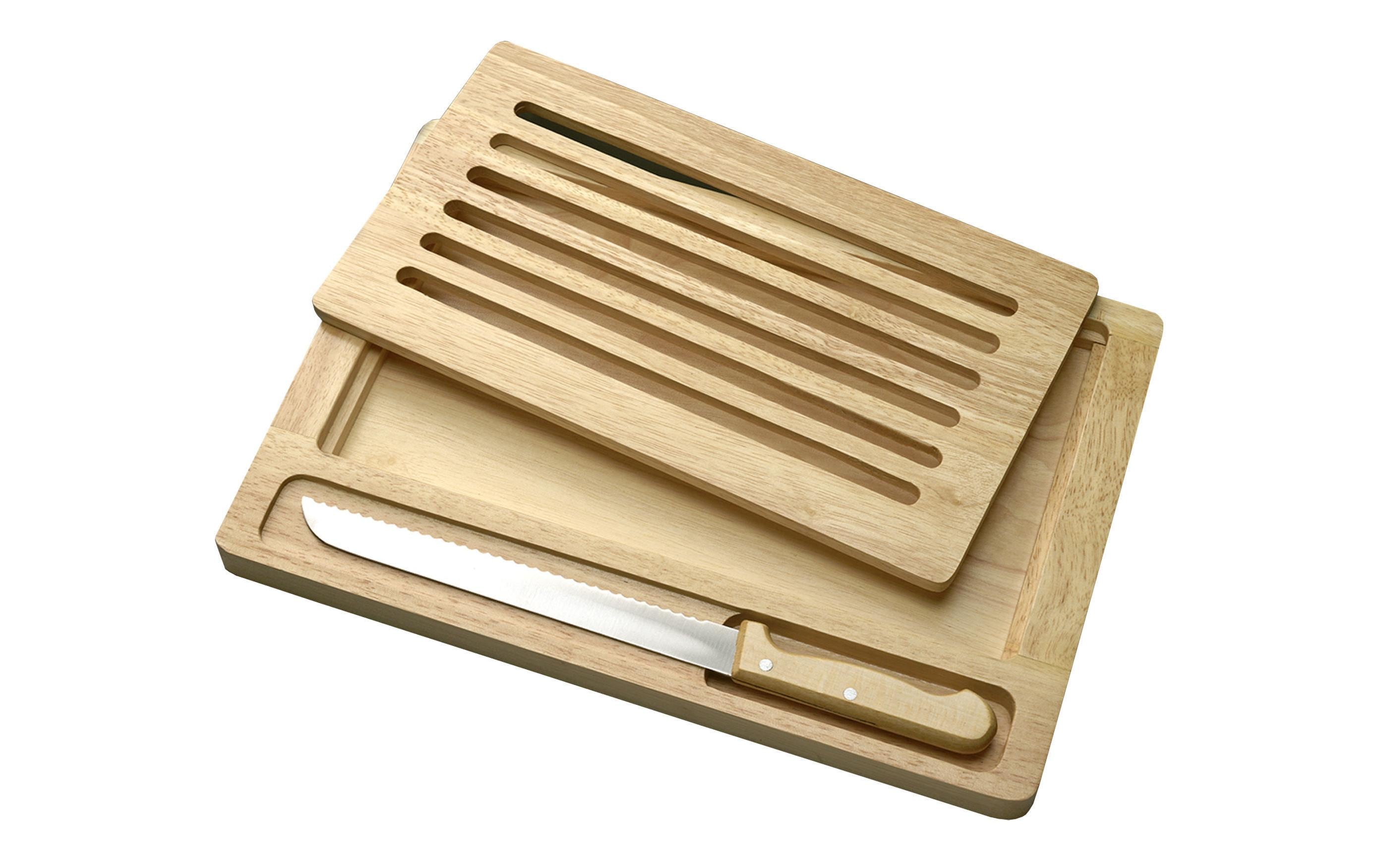 Heidi Cheese Line Brotschneidebrett Hevea 27 cm x 38 cm, Hellbraun