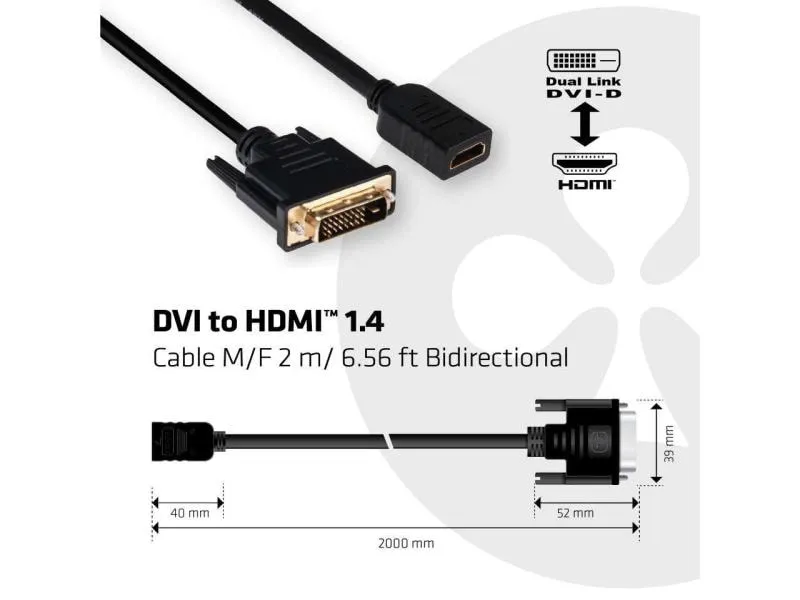Club 3D Kabel DVI-D - HDMI 1.4, 2 m, Bidirektional