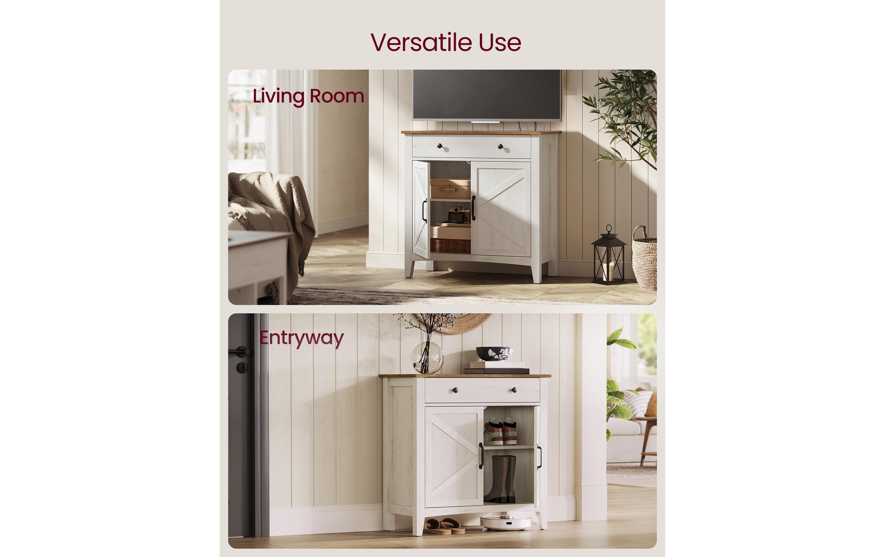 VASAGLE Kommode 80 x 80 cm, Beige/Weiss