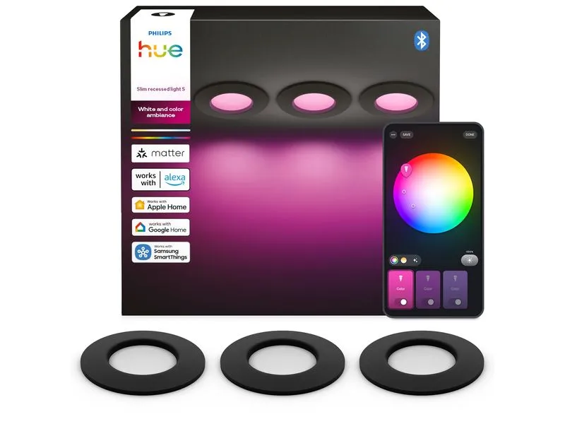 Philips Hue Deckenleuchte WCA Slim Recessed LED Spot S 3er, Schwarz Philips Hue Deckenleuchte WCA Slim Recessed LED Spot S 3er, Schwarz