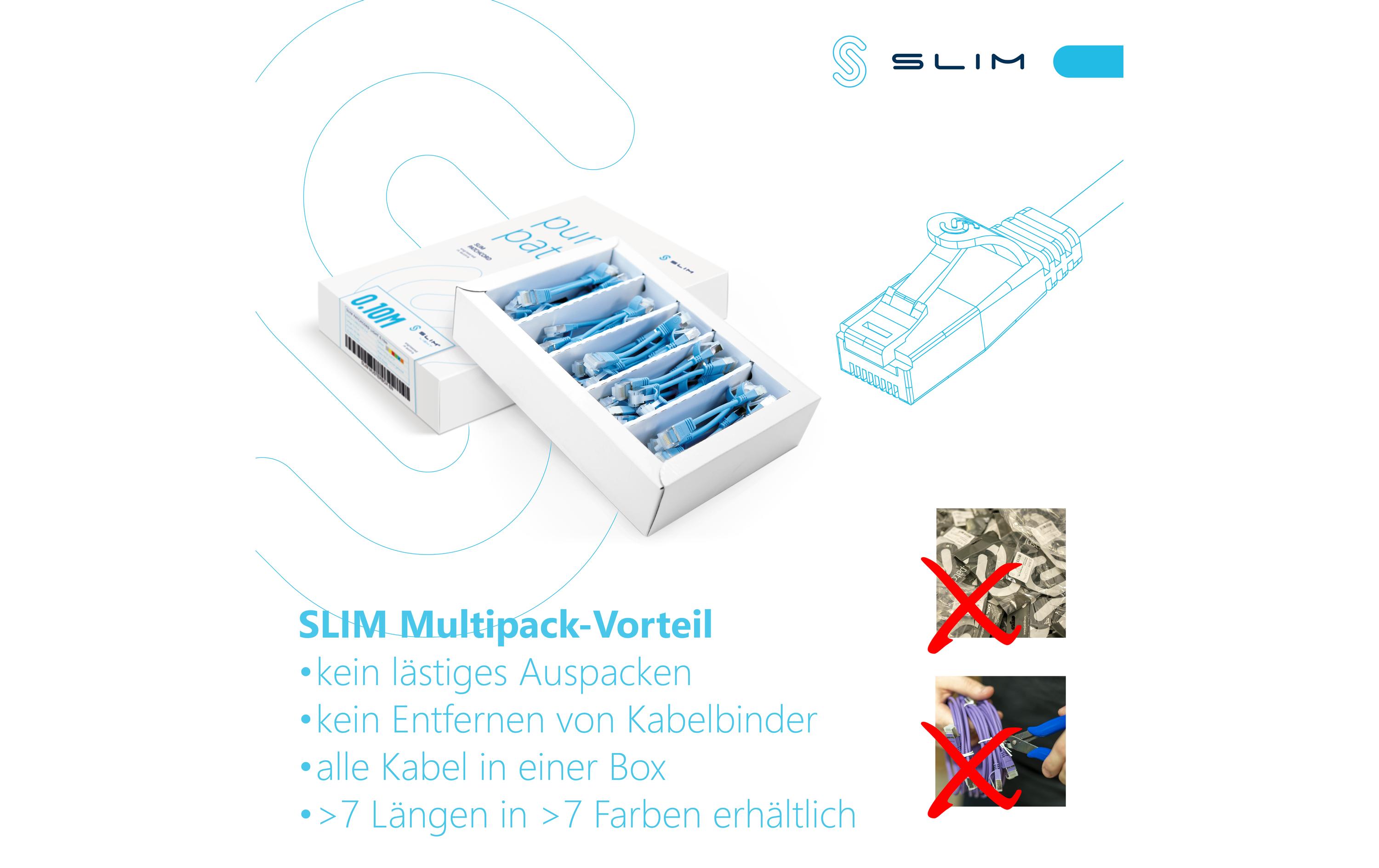 SLIM Slimpatchkabel RJ-45, Cat 6A, U/FTP, 0.5 m, Rot, 90-Pack