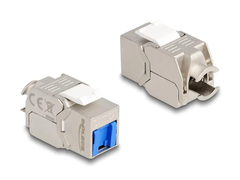 Delock Keystone-Modul RJ45 Cat.6A mit blauer Staubschutzkappe