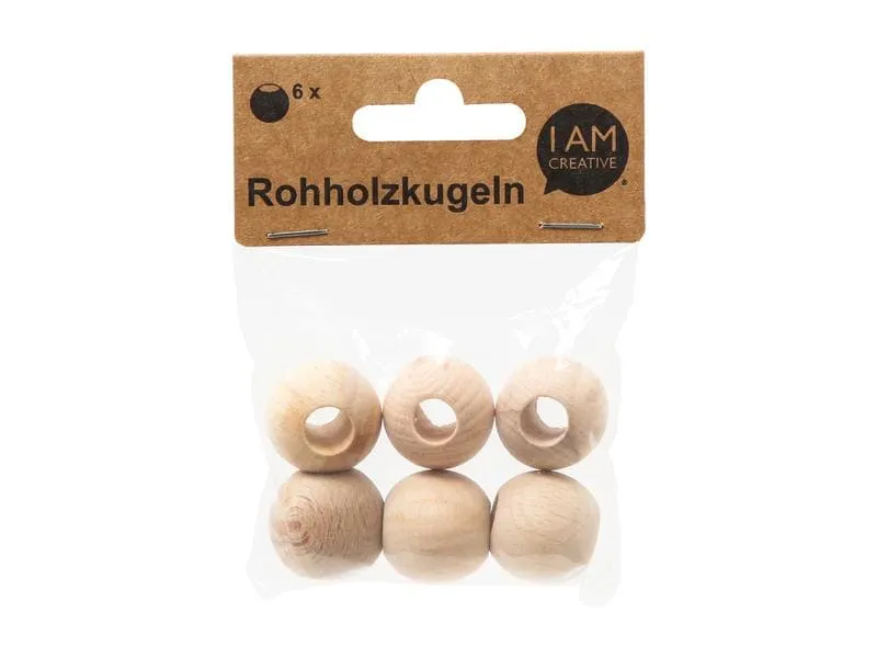 lalana Holzperlen Hölzerne Perlen 25 mm, 6 Stück