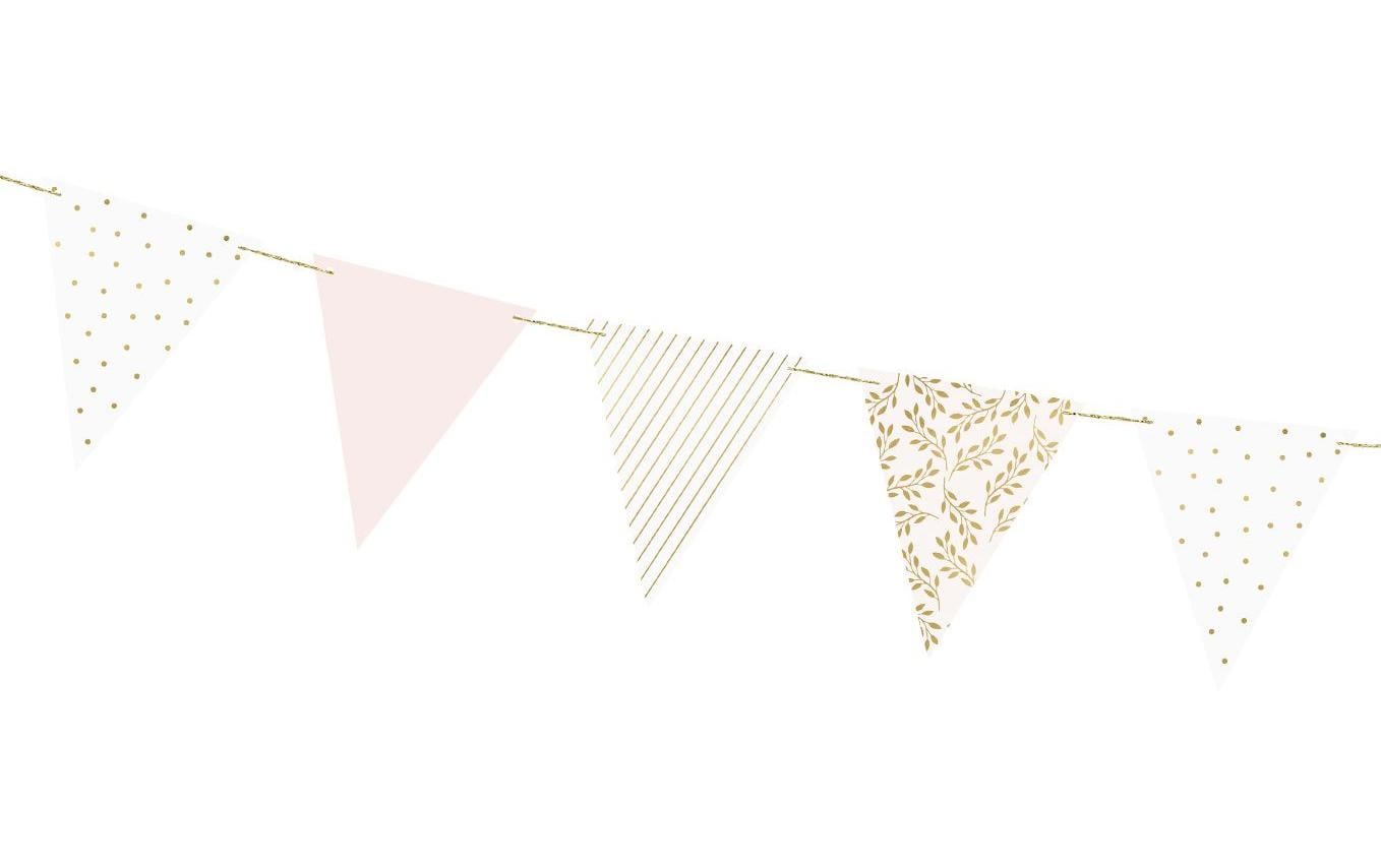 Partydeco Girlande Flaggen 2.1 m, Gold/Hellrosa/Weiss