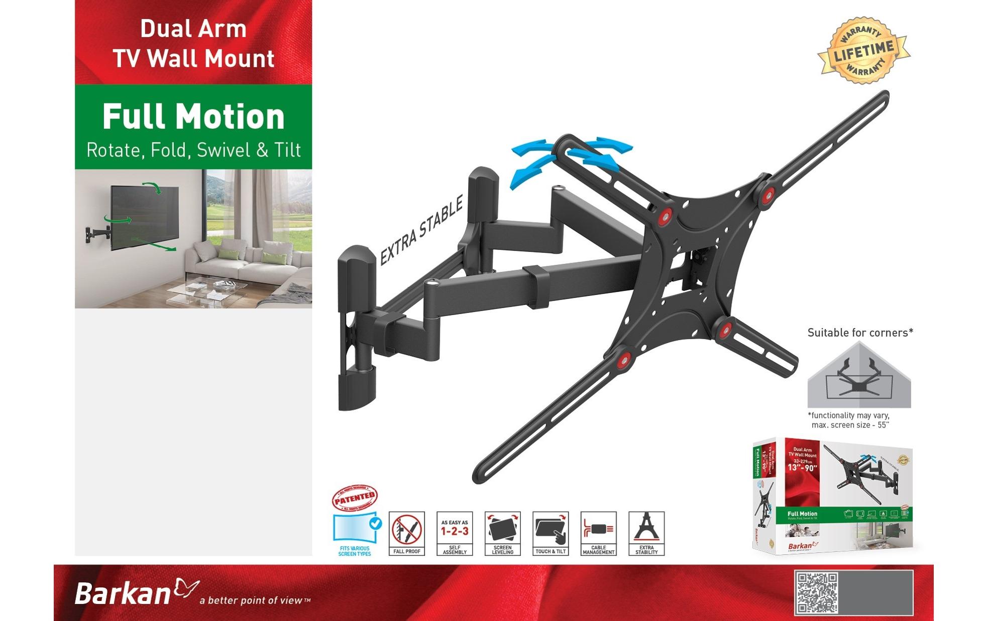 Barkan Wandhalterung WH 464-SW Schwarz Barkan Wandhalterung WH 464-SW Schwarz