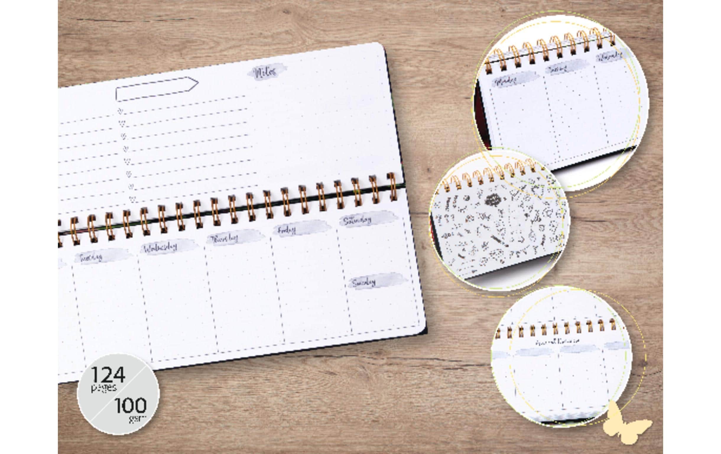 Jolie Wochenplaner Undatiert, Glamorous Leaves Pflanze, Mehrfarbig