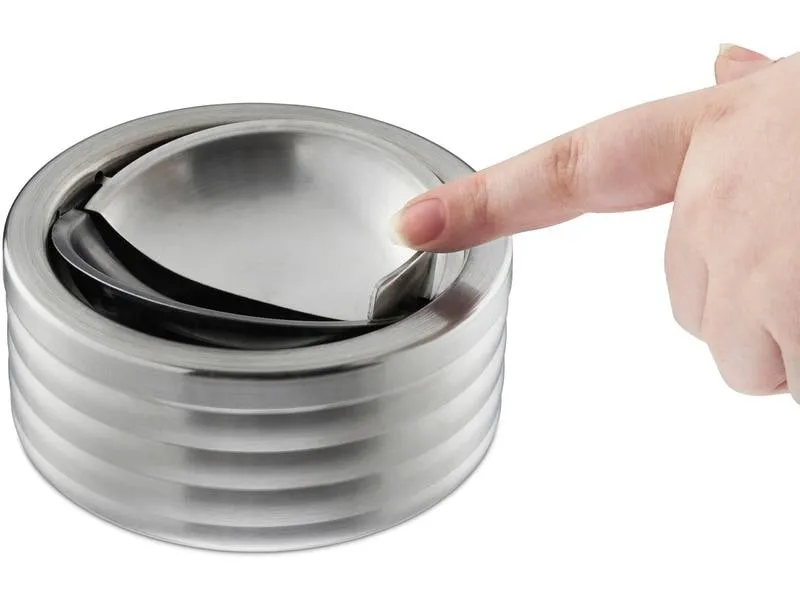 relaxdays Aschenbecher mit Deckel Silber relaxdays Aschenbecher mit Deckel Silber