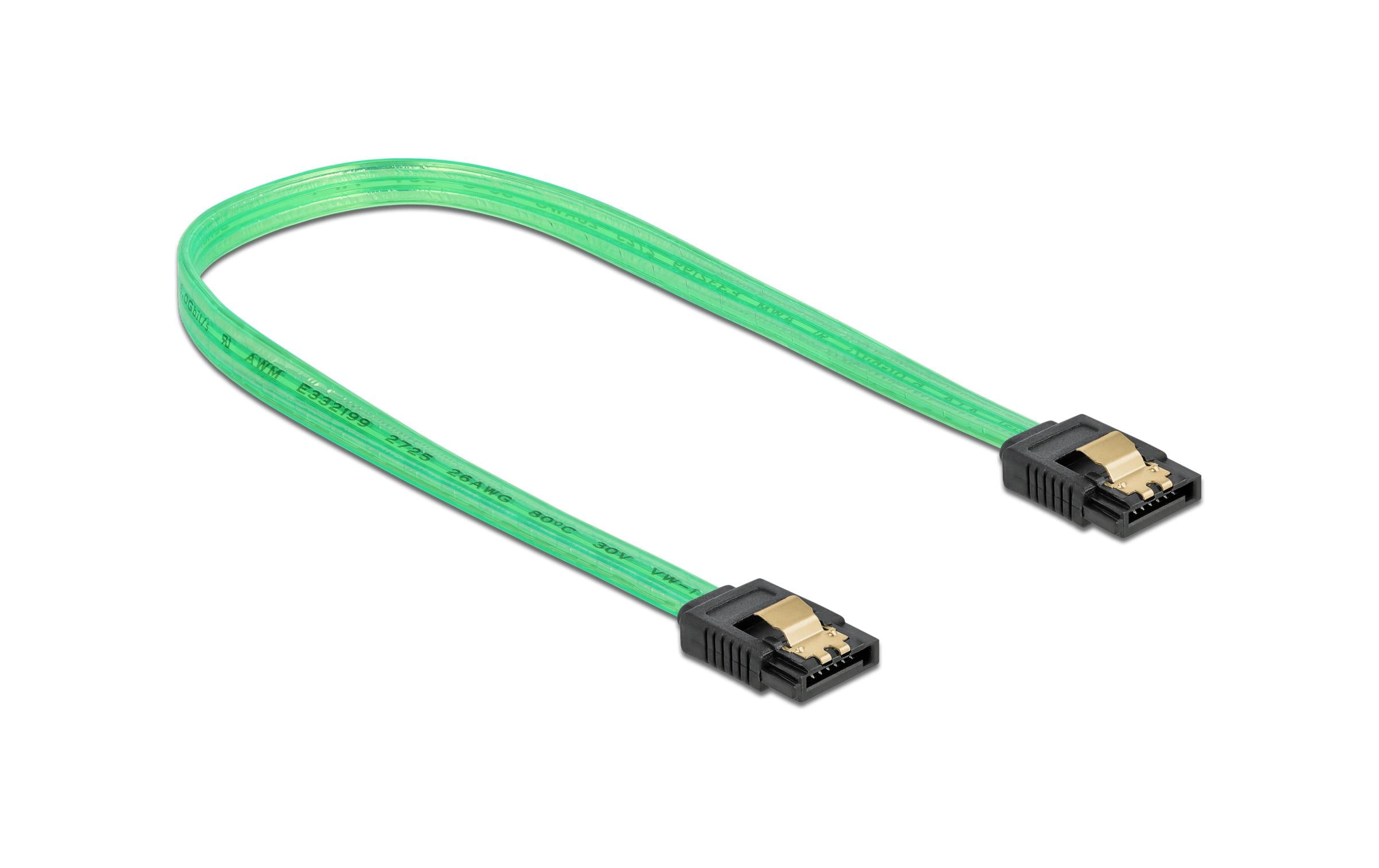 Delock SATA-Kabel UV Leuchteffekt grün 30 cm