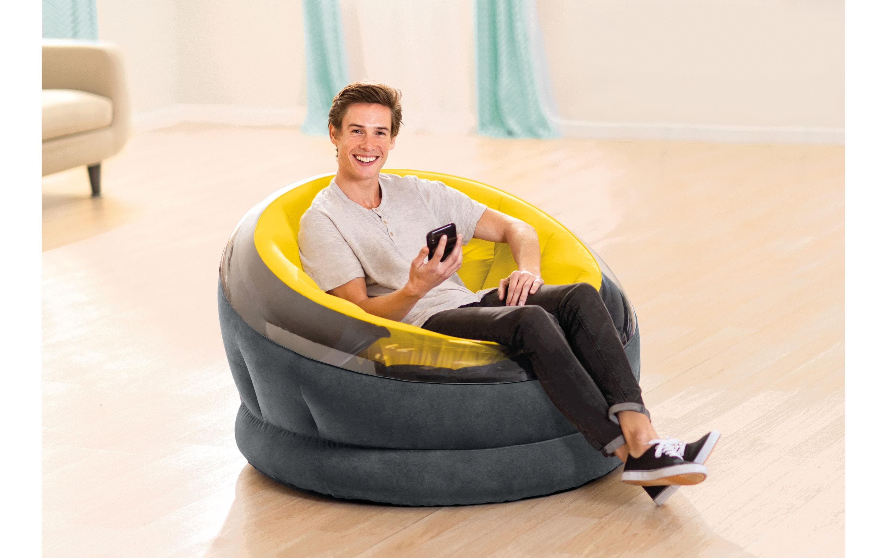 Intex Aufblasbarer Sessel Empire 112 x 109 cm, Gelb, Schwarz