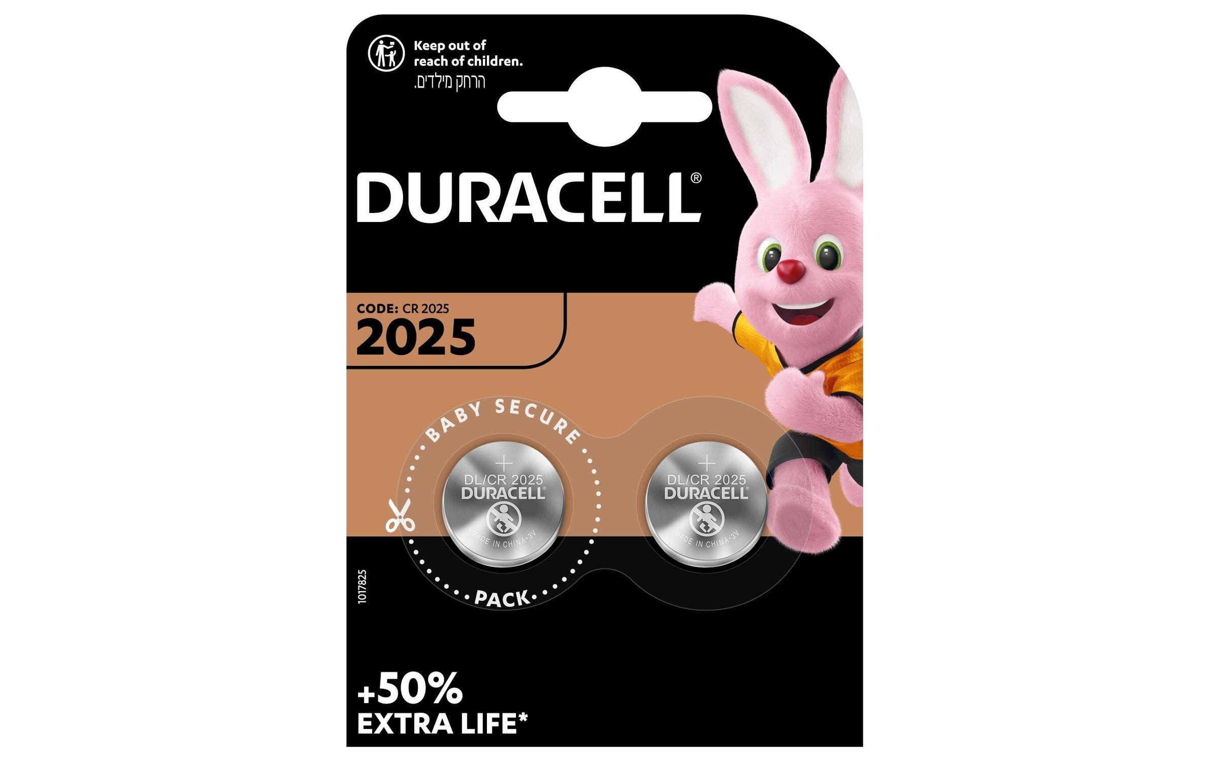 Duracell Knopfzelle Lithium CR2025 2 Stück