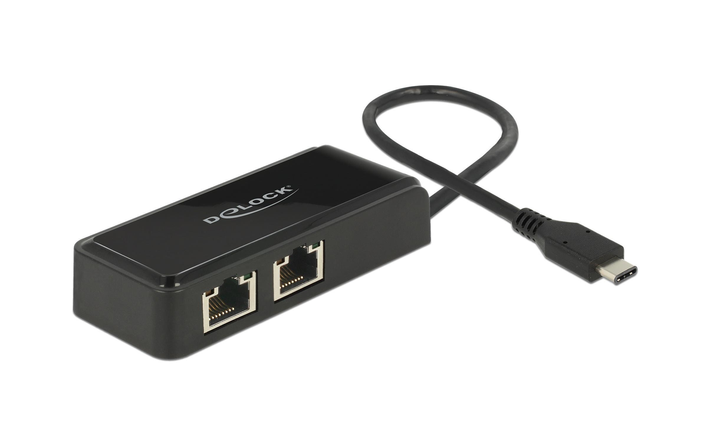 Delock Netzwerk-Adapter USB-C - 2xRJ-45 1Gbps Delock Netzwerk-Adapter USB-C - 2xRJ-45 1Gbps