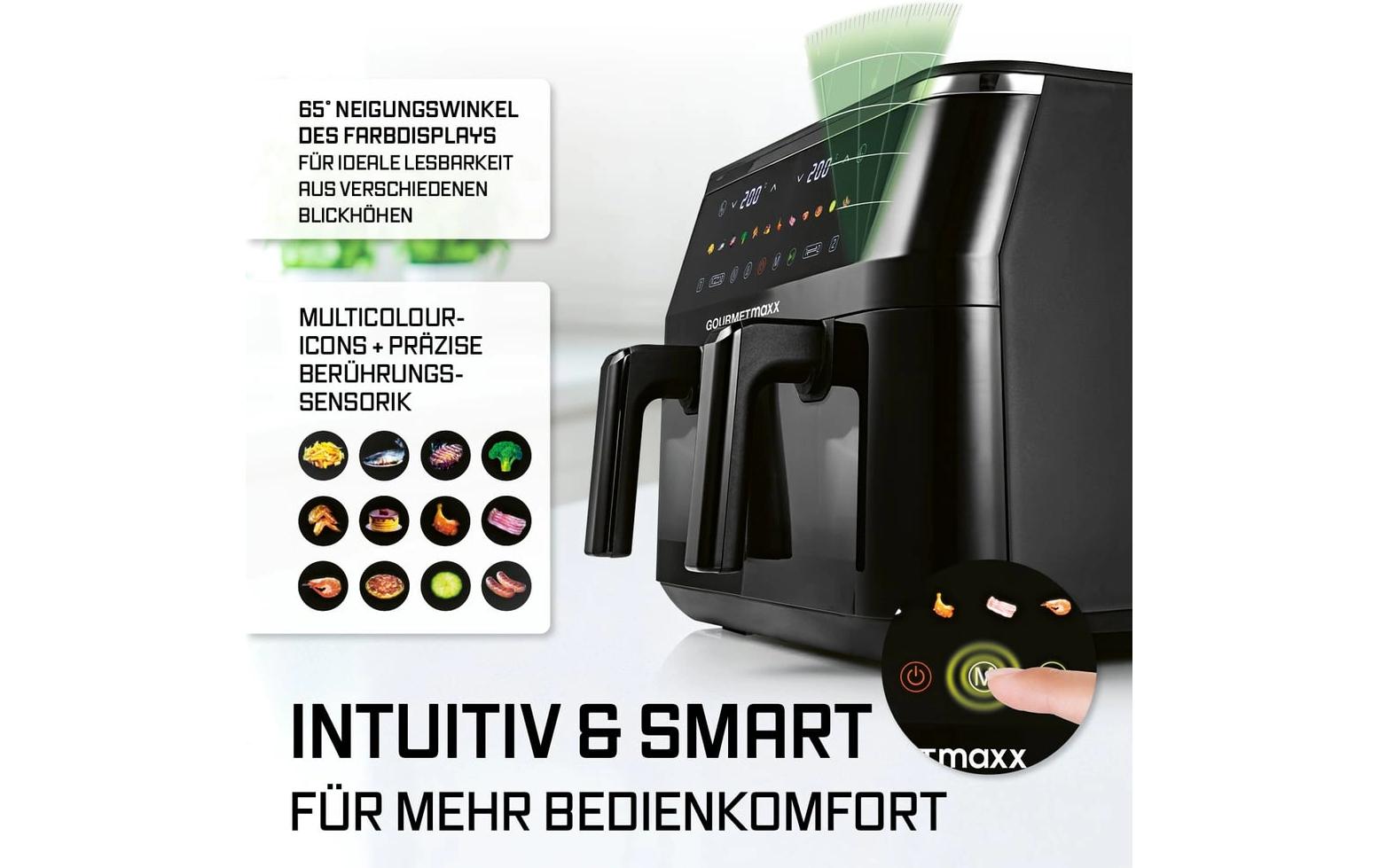 GOURMETmaxx Heissluft-Fritteuse mit Doppelkorb, 9 l