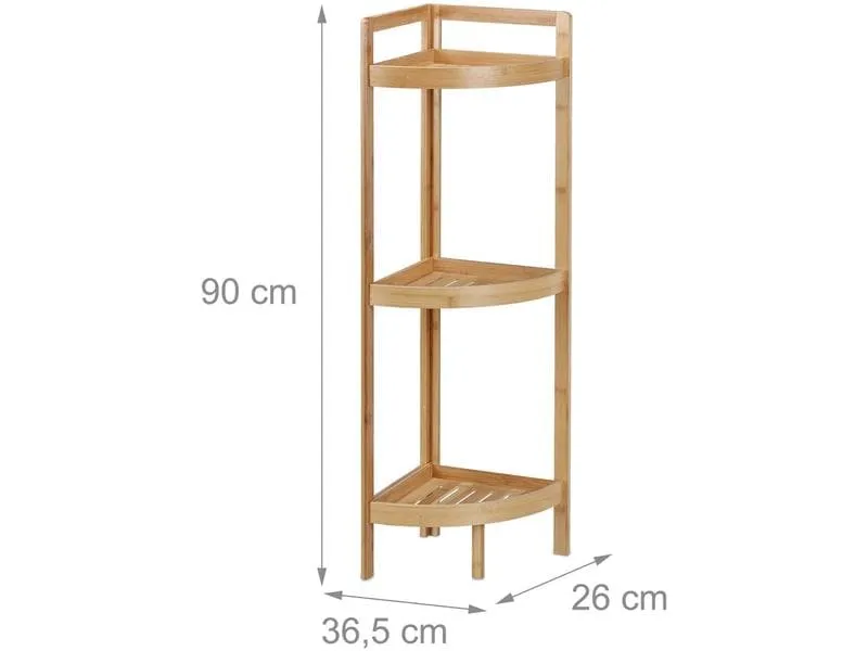 relaxdays Badezimmerregal mit 3 Ablagen 90 x 36.5 x 26 cm, Nature relaxdays Badezimmerregal mit 3 Ablagen 90 x 36.5 x 26 cm, Nature