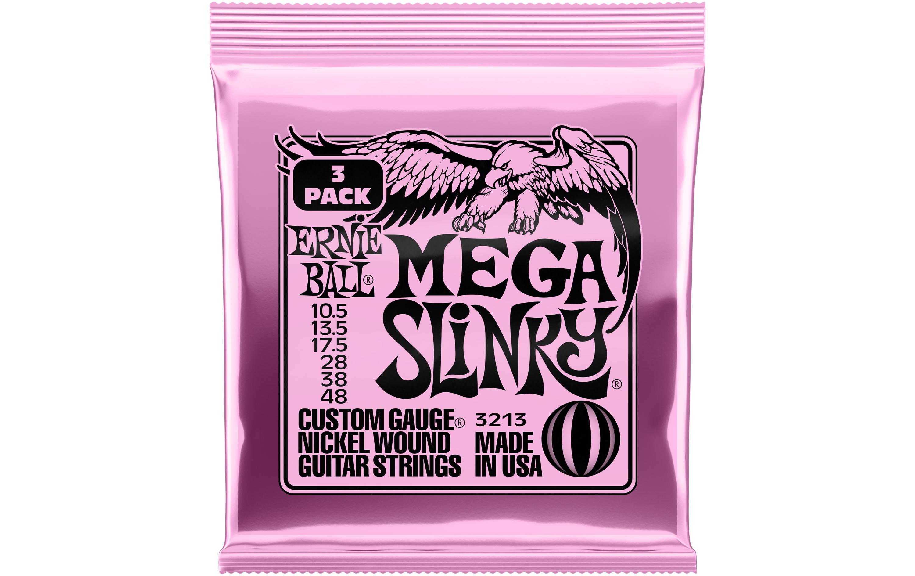 Ernie Ball Gitarrensaiten 3213 Mega Slinky – 48-105, 3er Pack