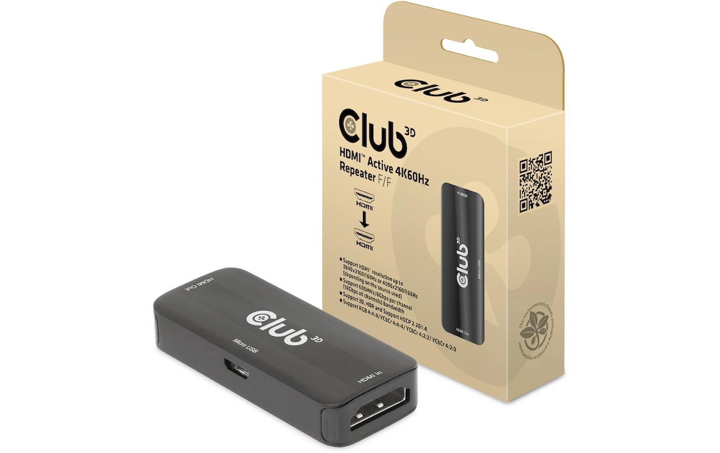 Club 3D Active HDMI 4K60Hz Repeater B/B CAC-1307 - Club 3D Active HDMI 4K60Hz Repeater B/B CAC-1307 -