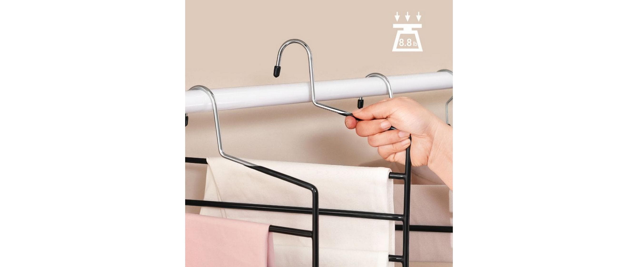 Songmics Kleiderbügel Mehrfach 4 Stück, Schwarz