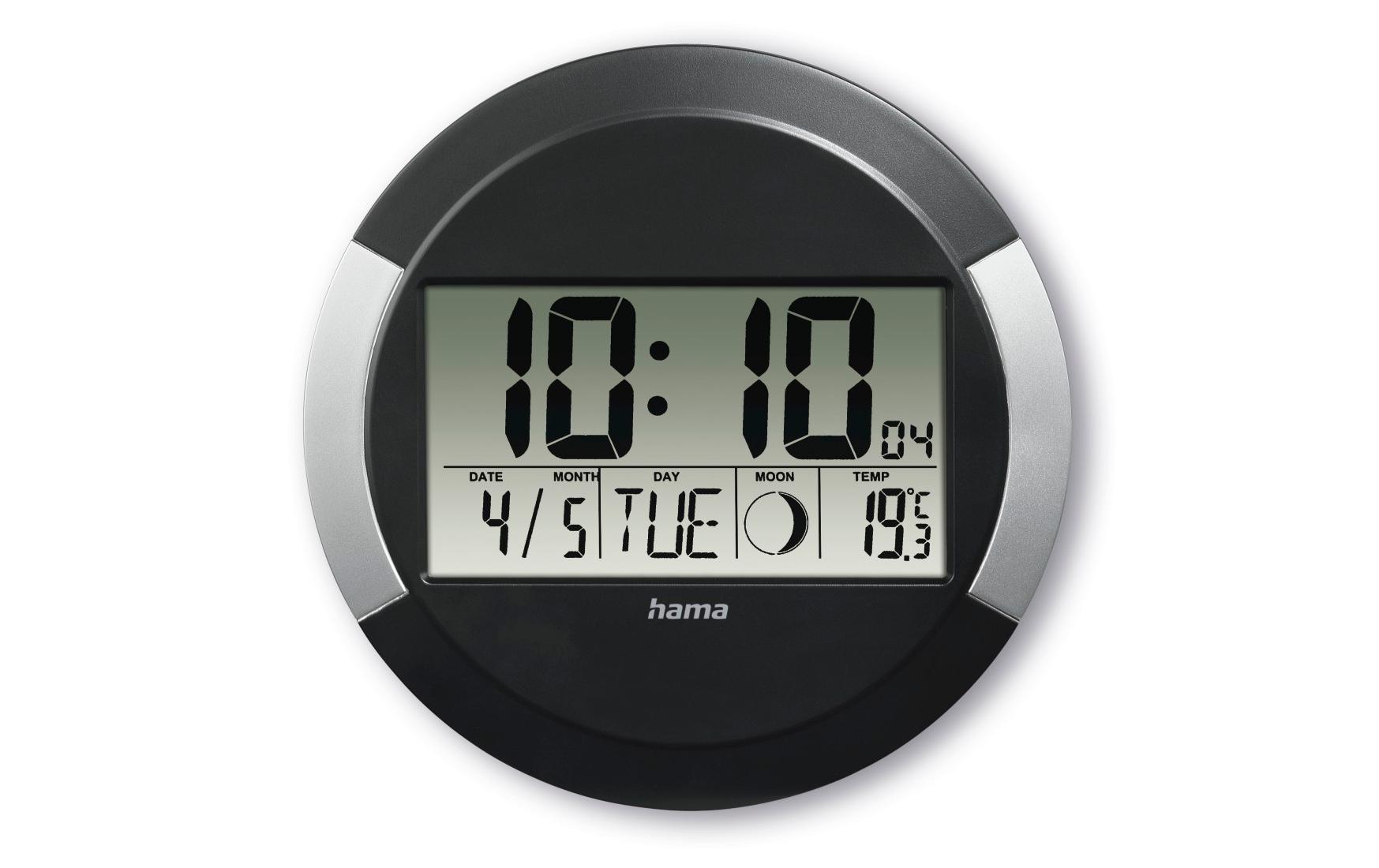 Hama Wanduhr Ischia Ø 24.5 cm, Schwarz/Silber