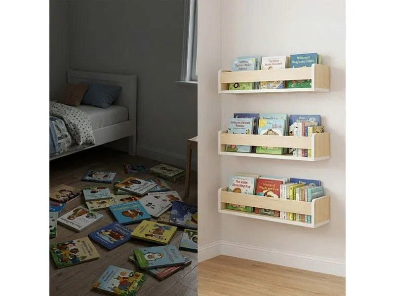 relaxdays Wandregal 3er Set MDF Hellbraun 58 cm relaxdays Wandregal 3er Set MDF Hellbraun 58 cm