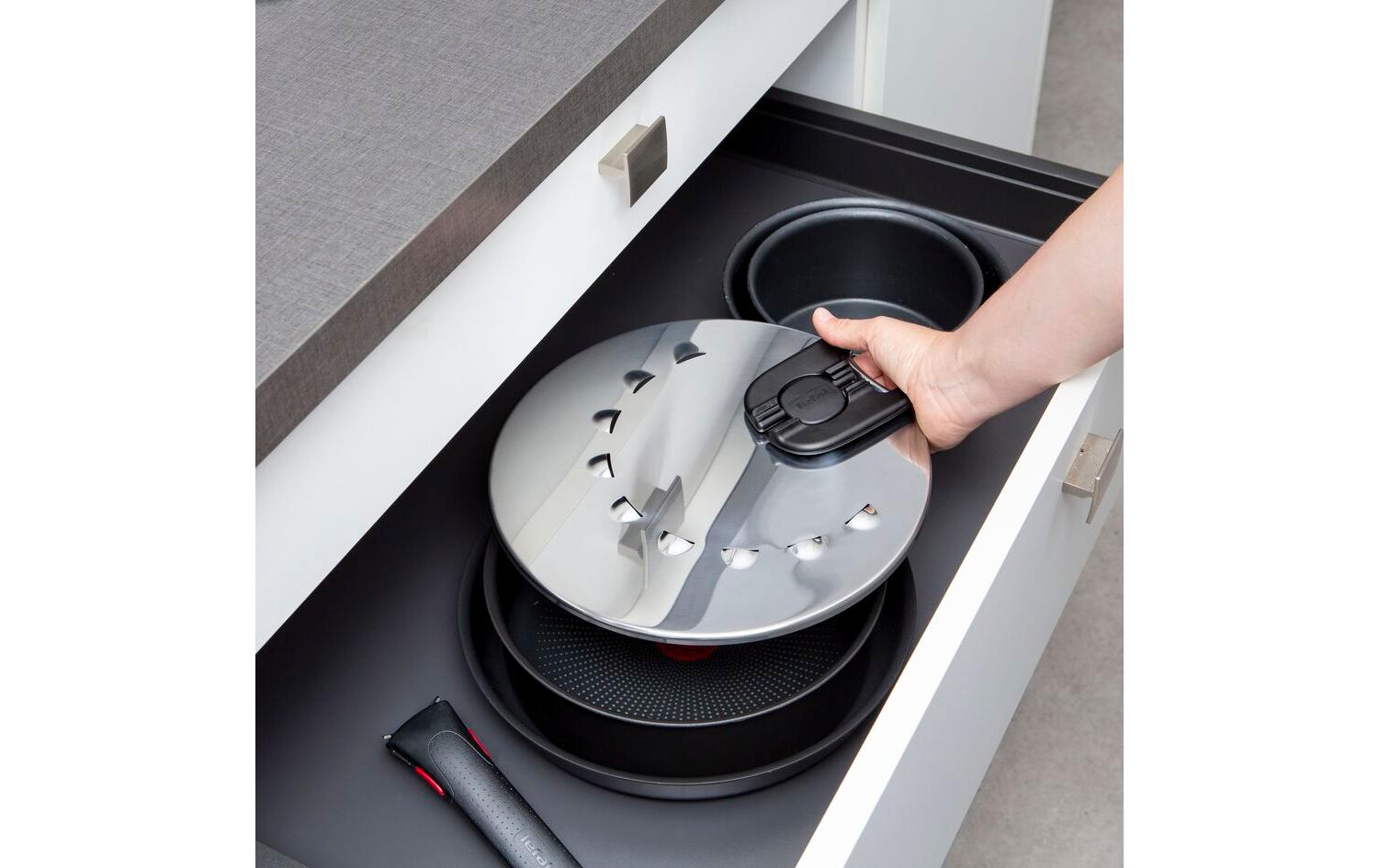 Tefal Multideckel Ingenio 20 cm/28 cm, Schwarz/Silber