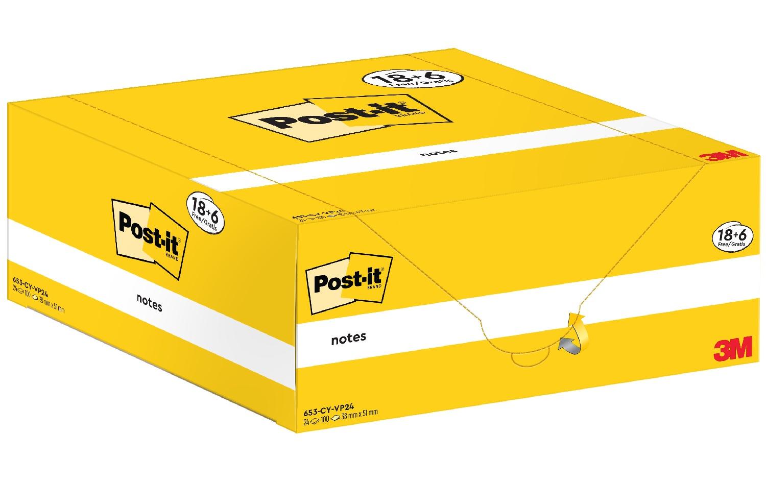 Post-it Notizzettel 3M, 38 x 51 mm, 18+6 Blöcke, Gelb