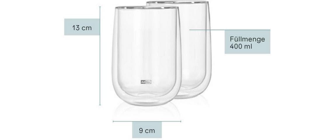 AdHoc Teeglas Duo Glass 400 ml, 2 Stück