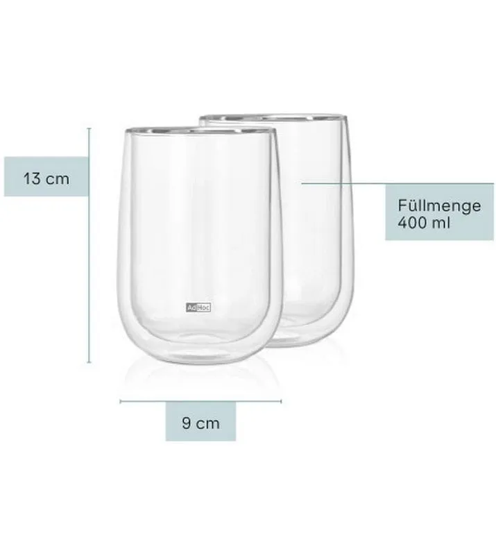 AdHoc Teeglas Duo Glass 400 ml, 2 Stück