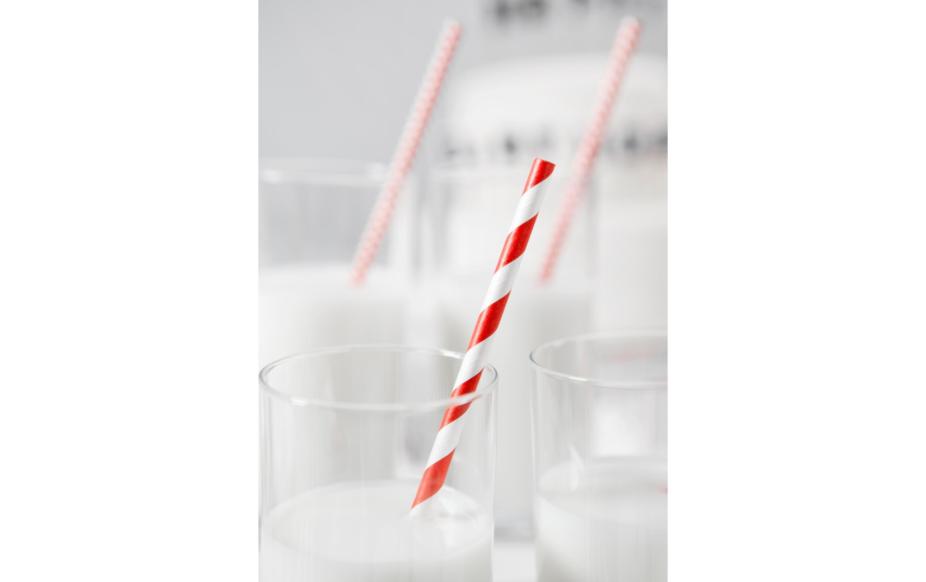 Partydeco Strohhalm 19.5 cm, 10 Stück, Rot/Weiss
