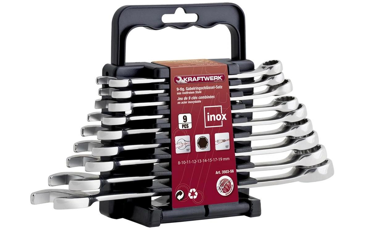 Kraftwerk Gabelringschlüssel-Set Pro Line Inox 8 - 19 mm, 9-teilig