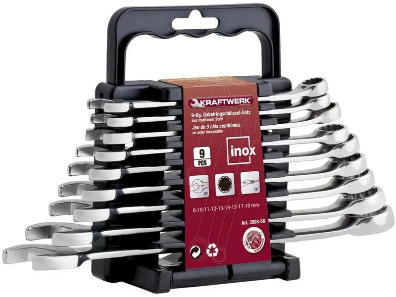Kraftwerk Gabelringschlüssel-Set Pro Line Inox 8 - 19 mm, 9-teilig