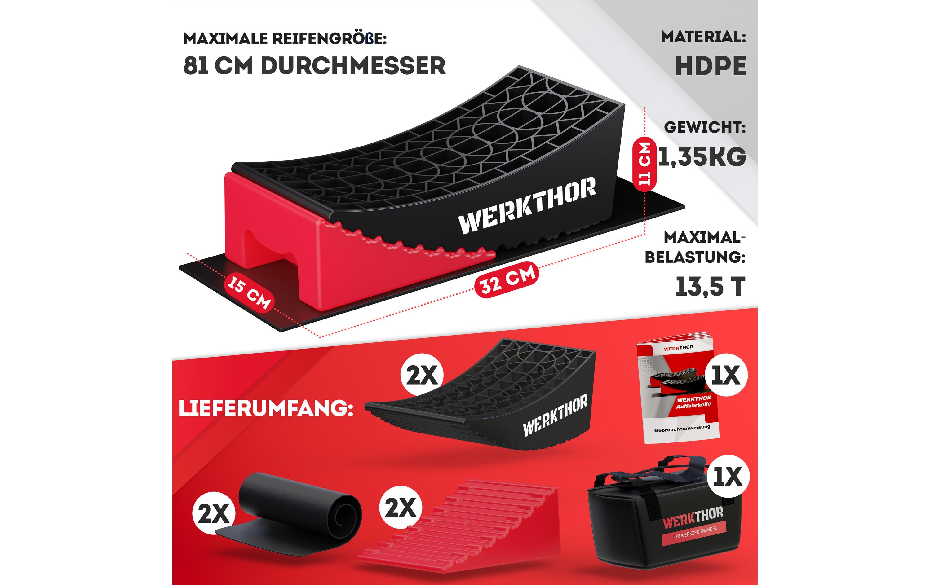 Werkthor Stufenlose Auffahrkeile 2er Set, Rot