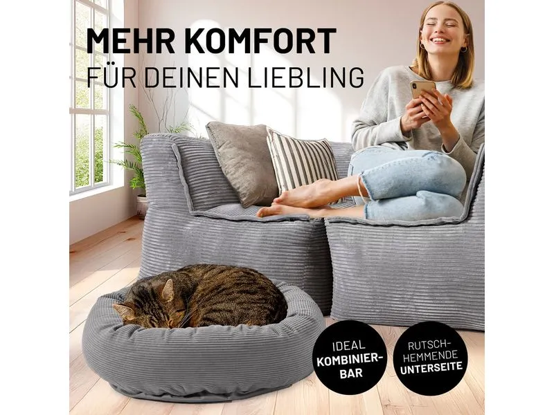 Lumaland Katzenbett Cord Grau