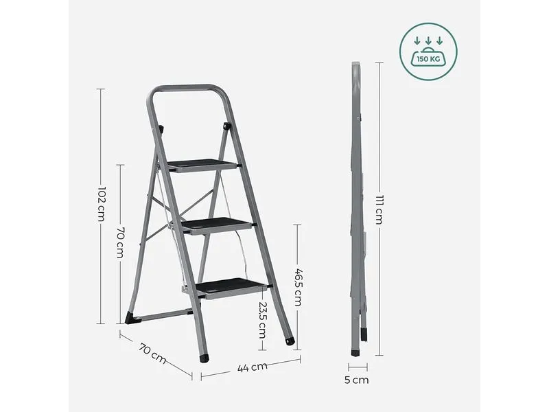 Songmics Trittleiter Grau-Schwarz Songmics Trittleiter Grau-Schwarz