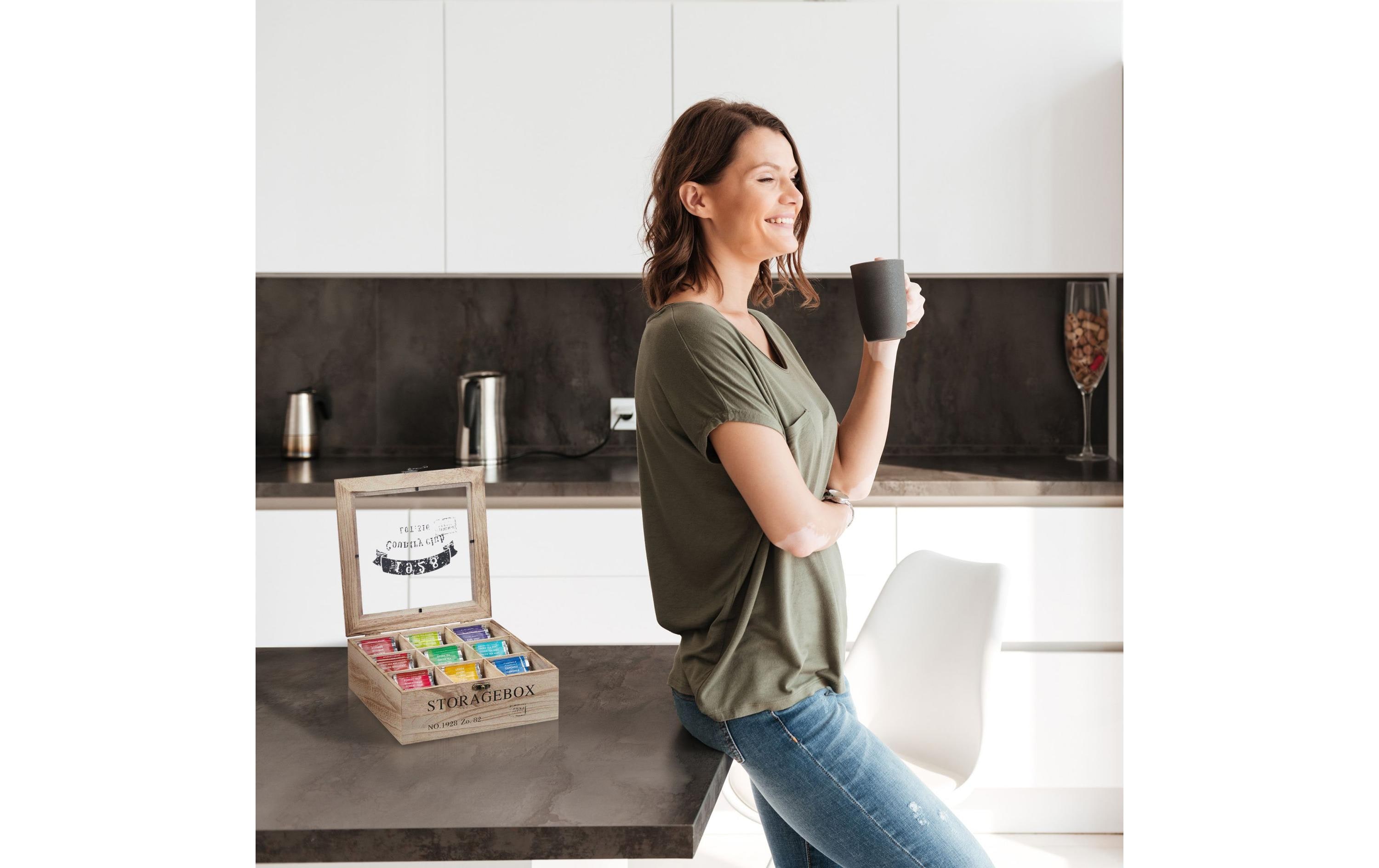 relaxdays Teebeutel-Box Braun