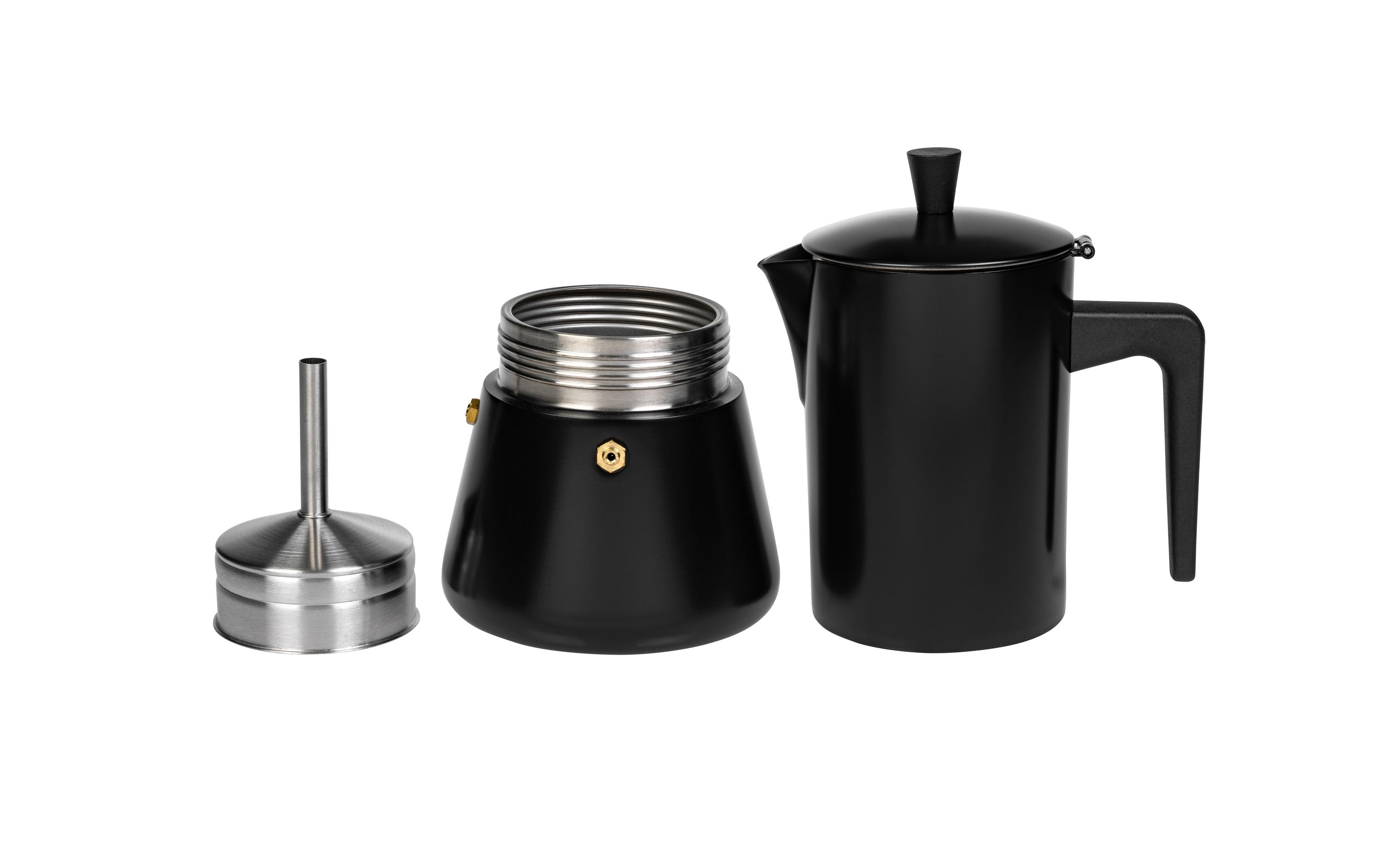 FURBER Espressokocher Chicchi 10 Tassen, Schwarz