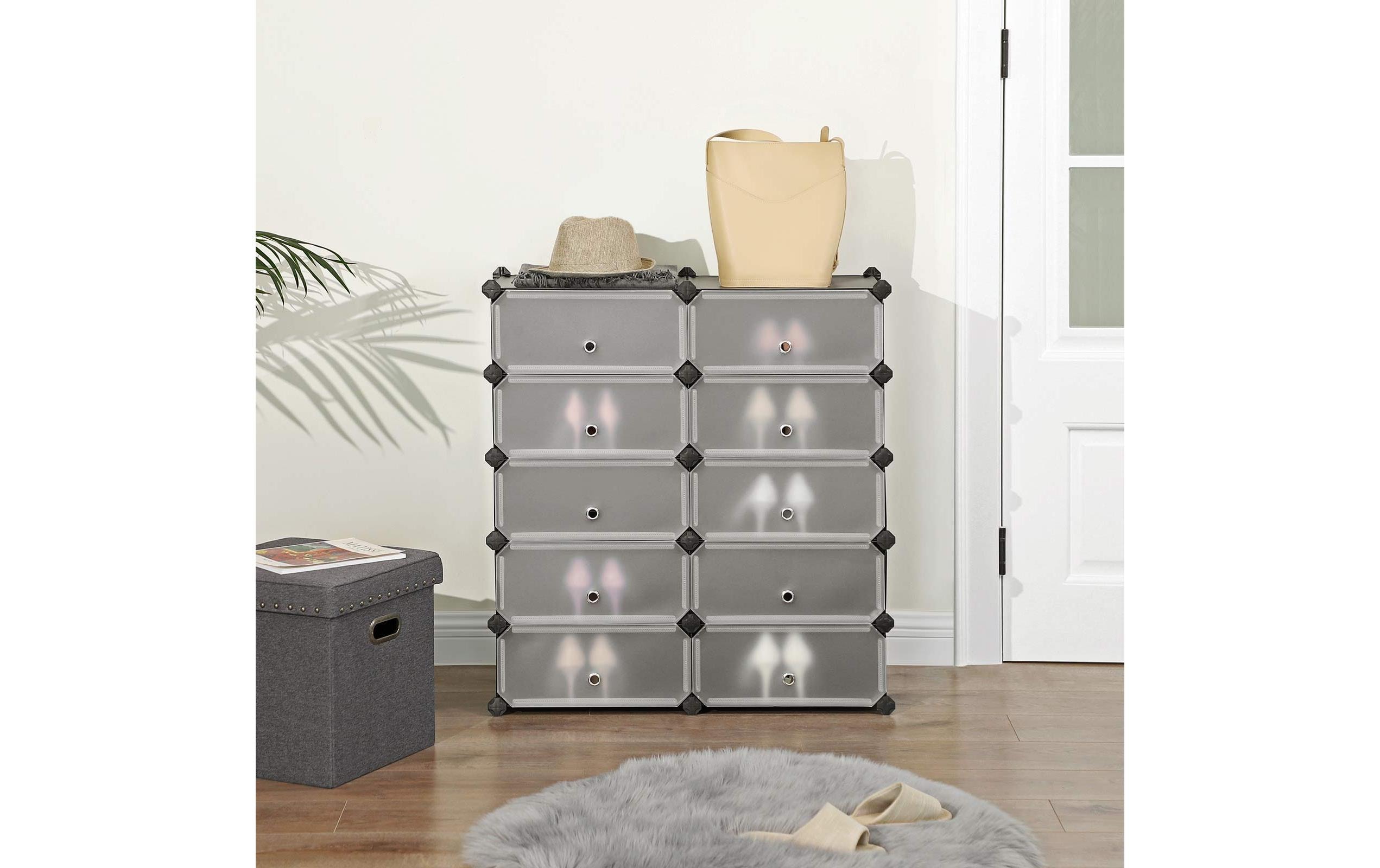 Songmics Schuhschrank stapelbar 43 x 31 x 173 cm, Schwarz