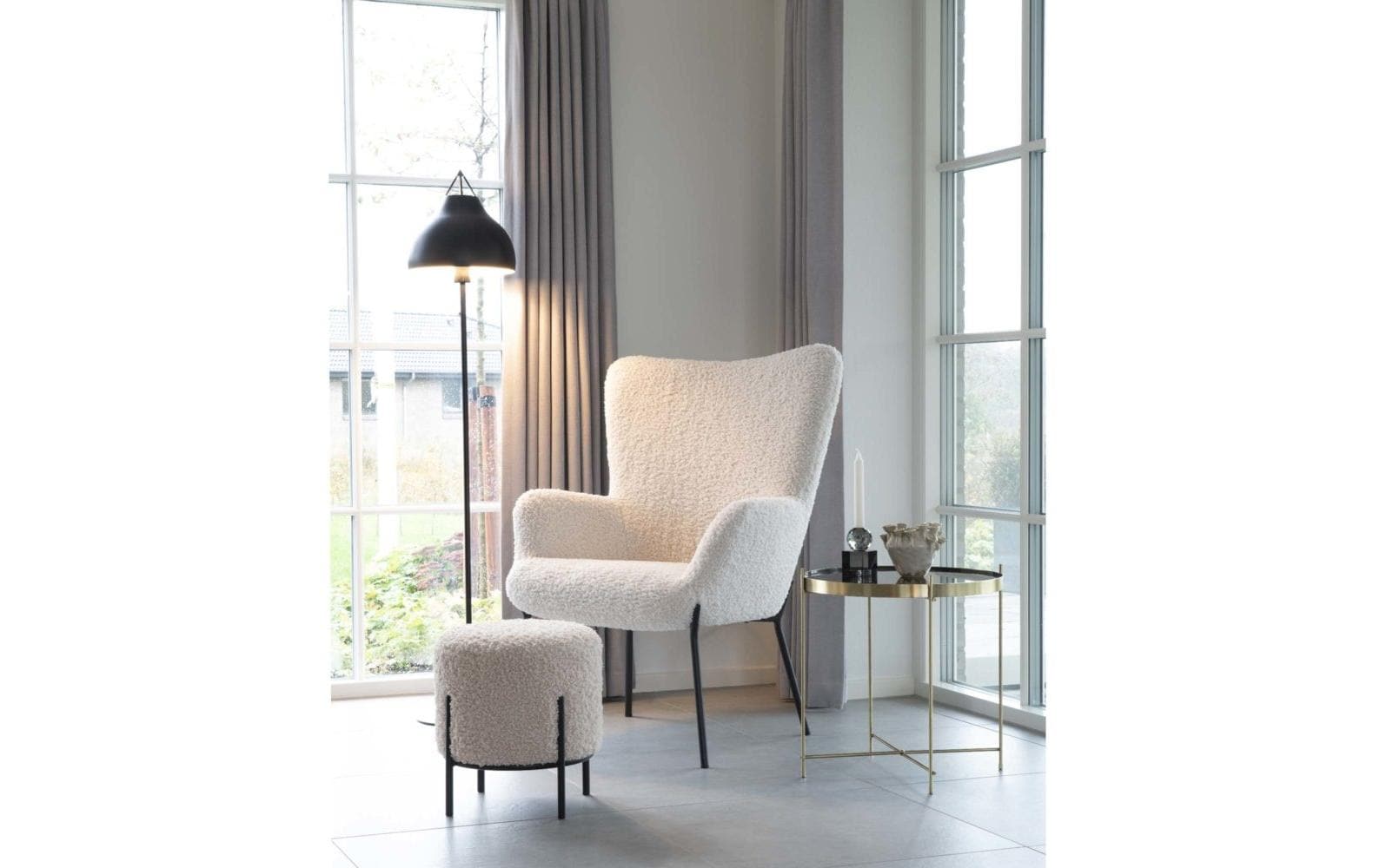 House Nordic Hocker Alford 37 x 35.5 cm, Schwarz/Weiss