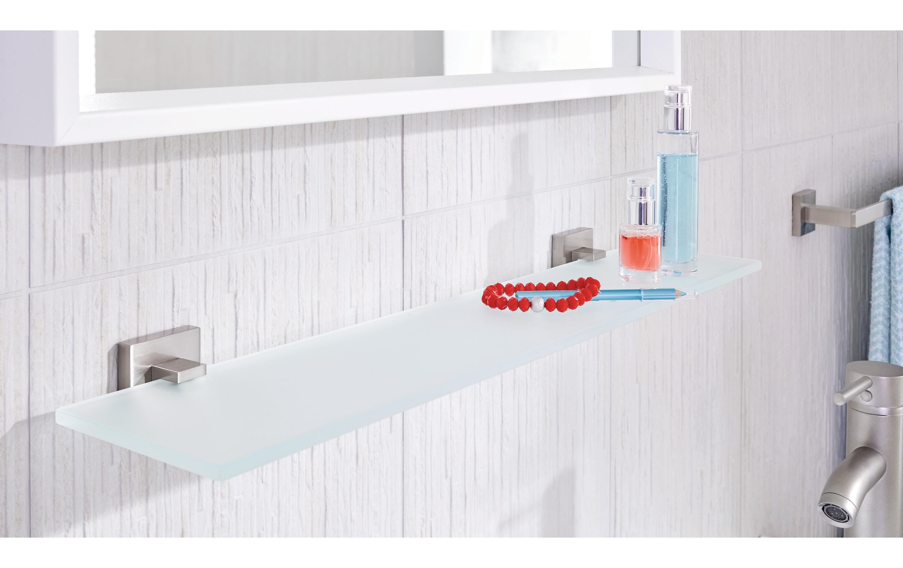 tesa Exxclusiv Glasablage ohne Bohren, silber