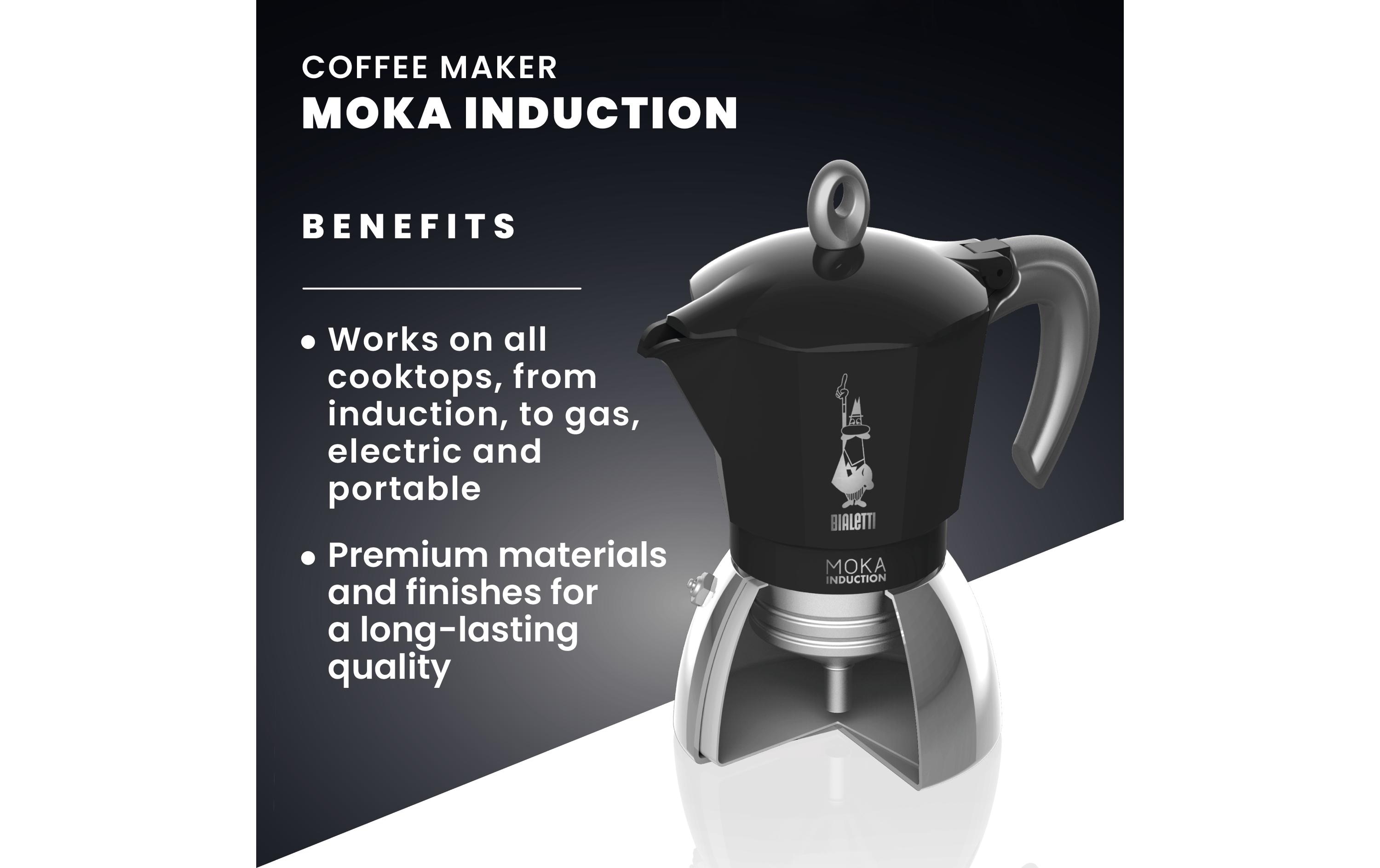 Bialetti Espressokocher New Moka Induktion 6 Tassen, Schwarz