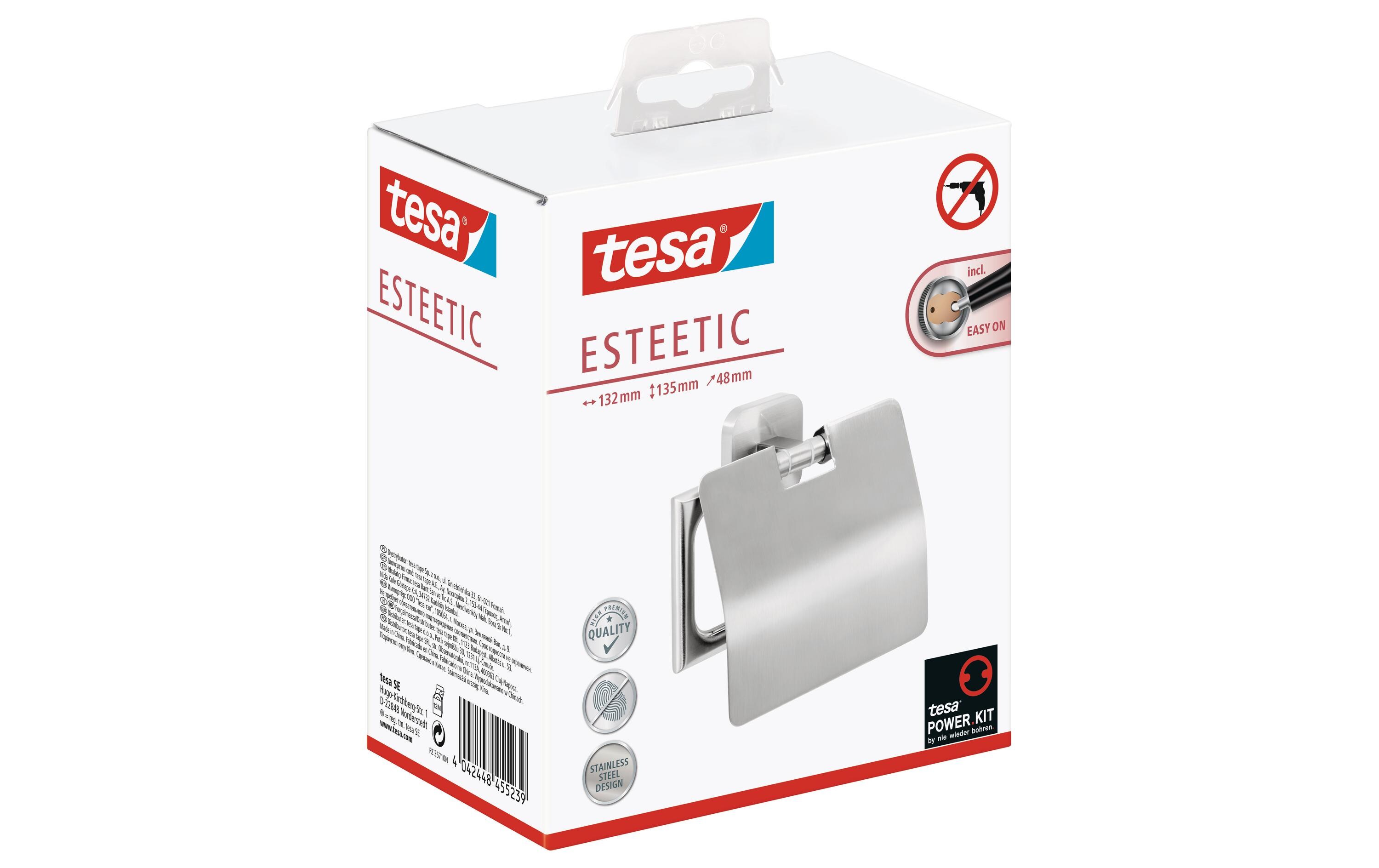 tesa Toilettenpapierhalter Esteetic mit Deckel Silber