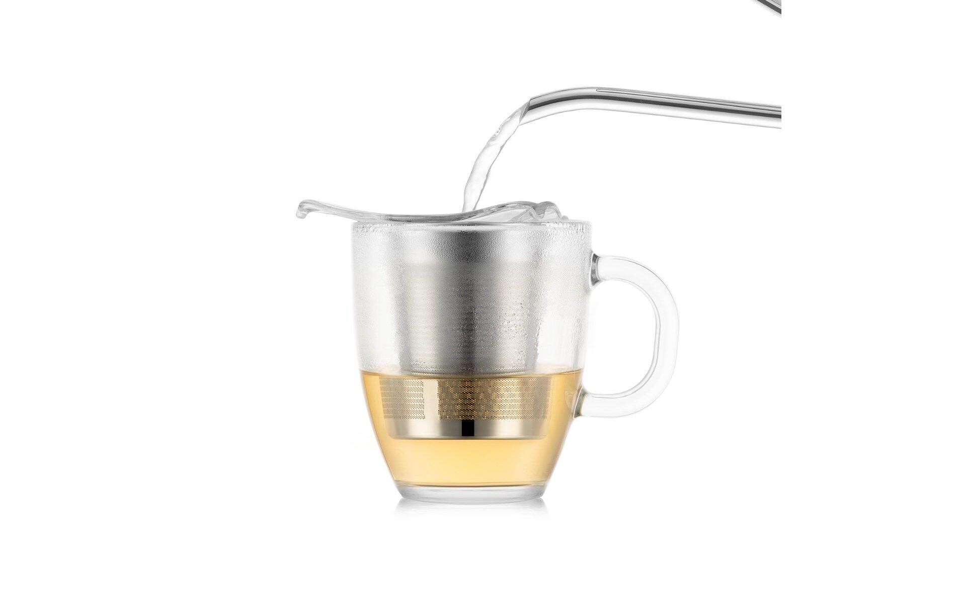 Bodum Glastasse mit Edelstahlfilter Yo-Yo Set Verchromt, 0.35 l
