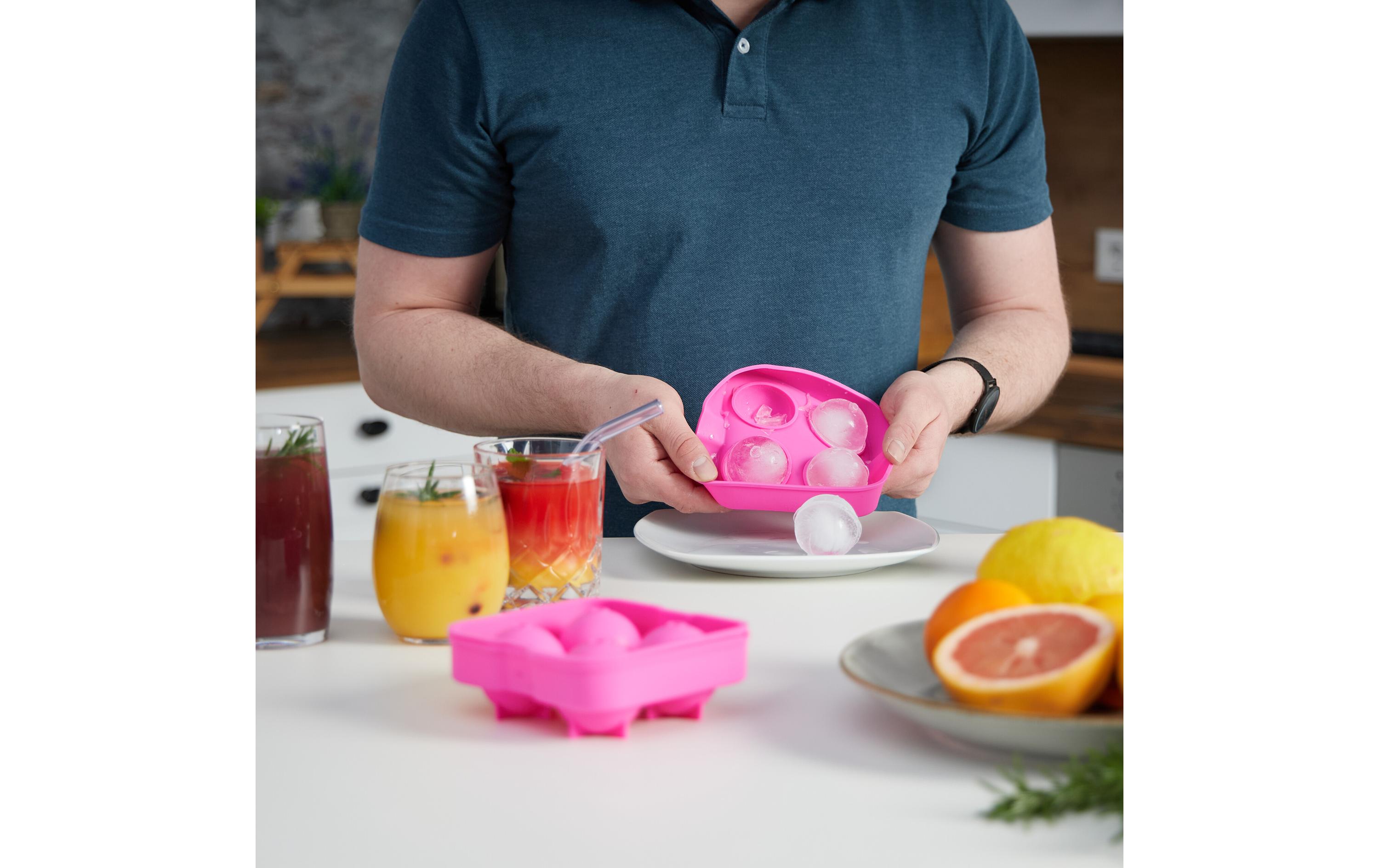 relaxdays Eiswürfelform Kugel 2 Stück, Pink